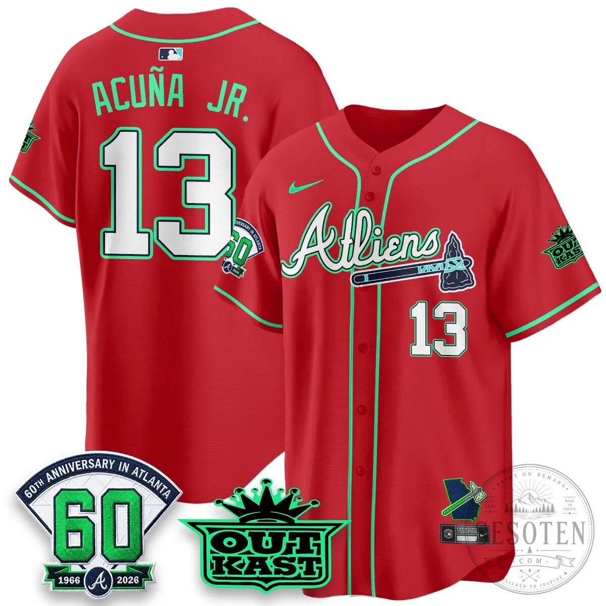 Atlanta Braves Aaron 44 Outkast 60th Anniversary Baseball Jersey 92 Atlanta Braves Aaron 44 Outkast 60th Anniversary Baseball Jersey