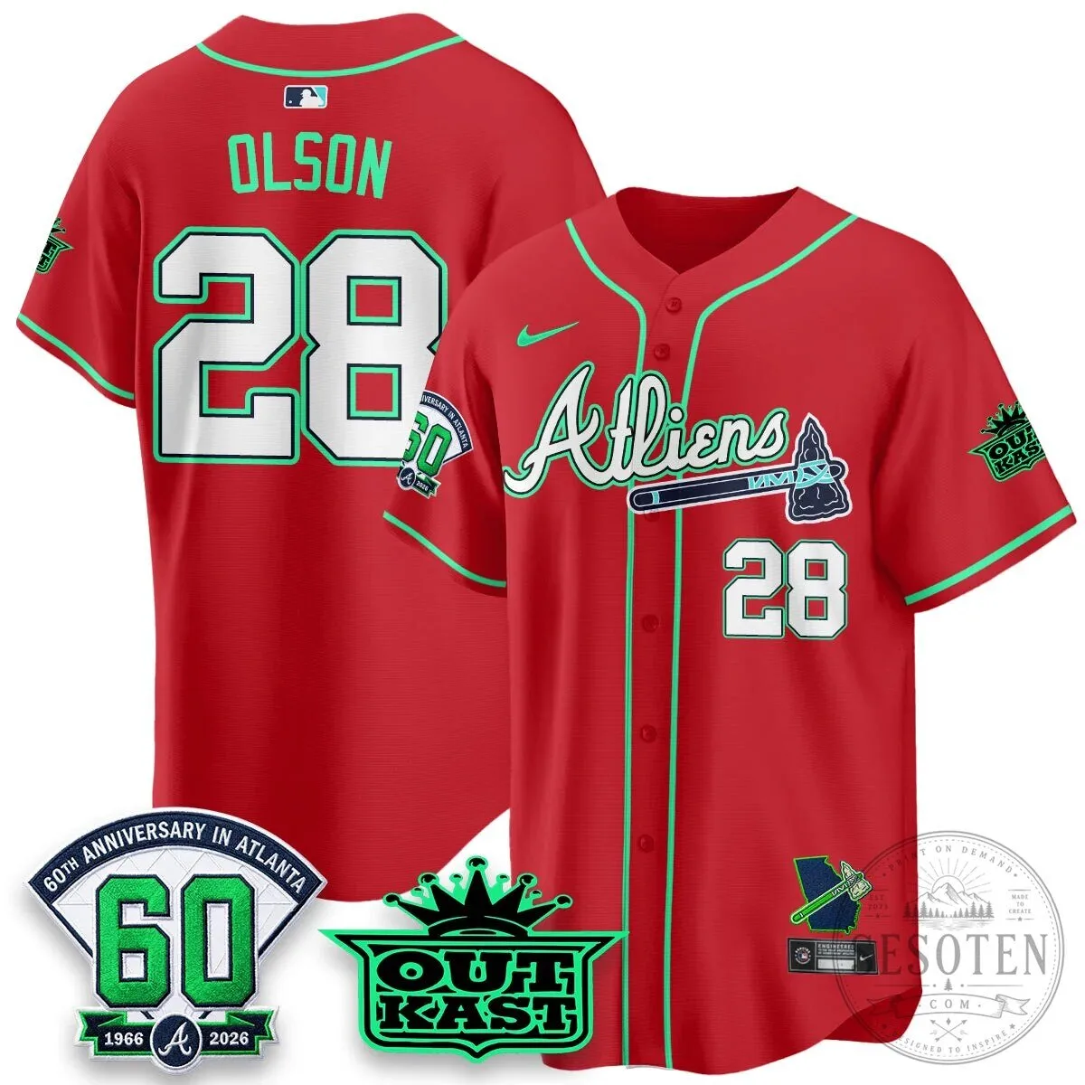 Atlanta Braves Aaron 44 Outkast 60th Anniversary Baseball Jersey 93 Atlanta Braves Aaron 44 Outkast 60th Anniversary Baseball Jersey