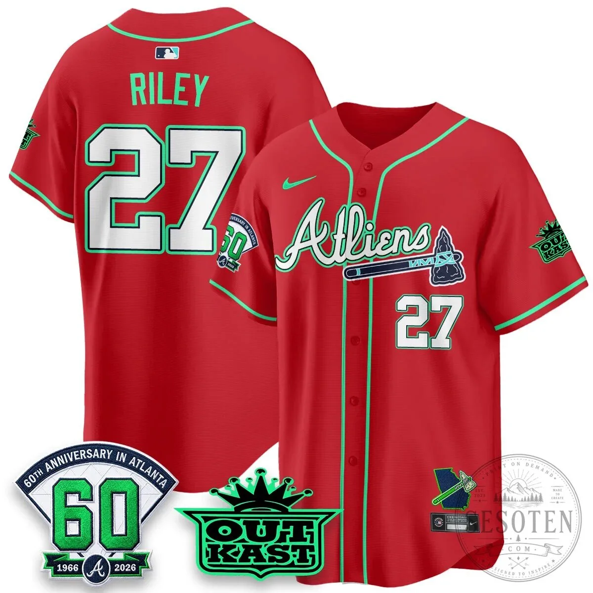 Atlanta Braves Aaron 44 Outkast 60th Anniversary Baseball Jersey 94 Atlanta Braves Aaron 44 Outkast 60th Anniversary Baseball Jersey