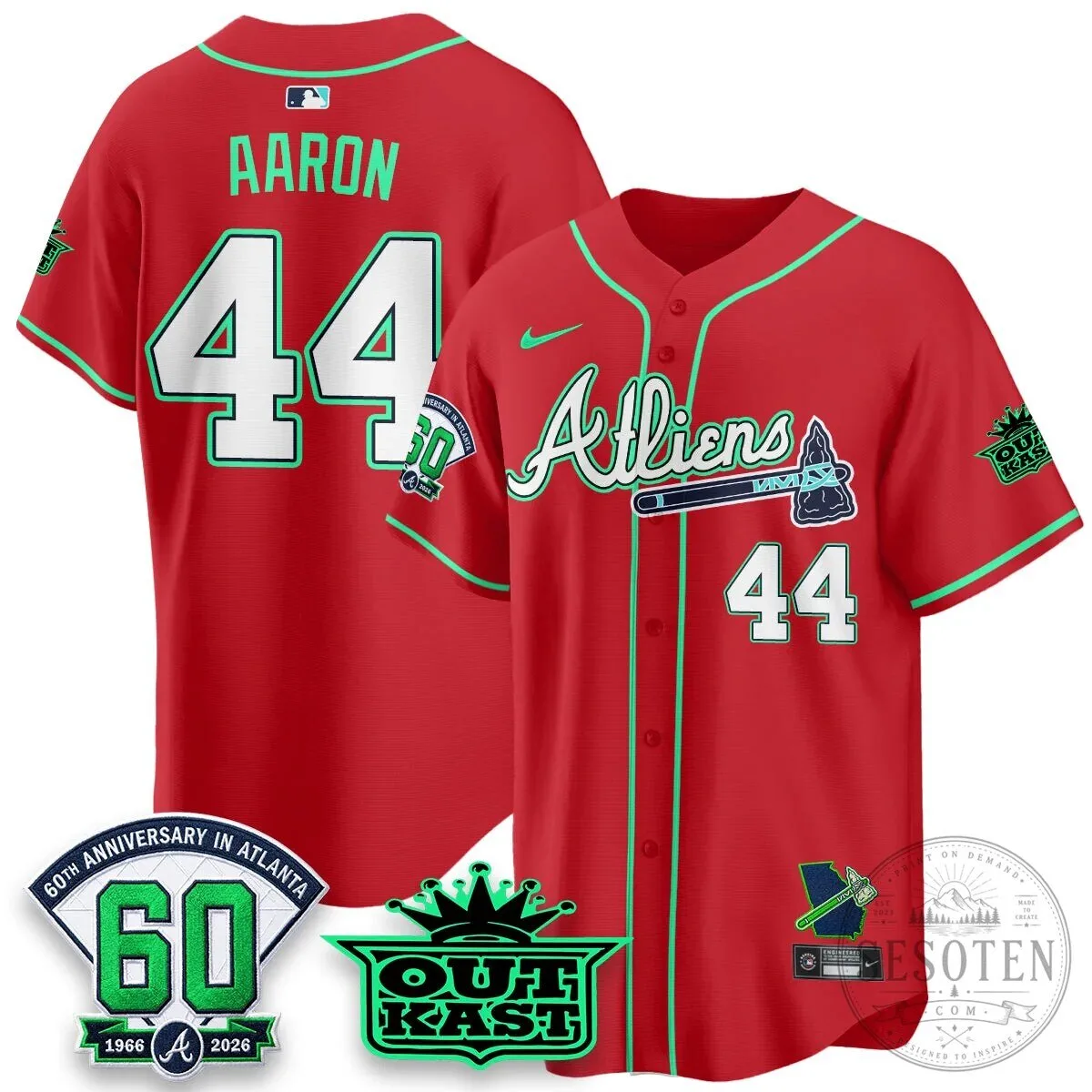Atlanta Braves Aaron 44 Outkast 60th Anniversary Baseball Jersey 98 Atlanta Braves Aaron 44 Outkast 60th Anniversary Baseball Jersey