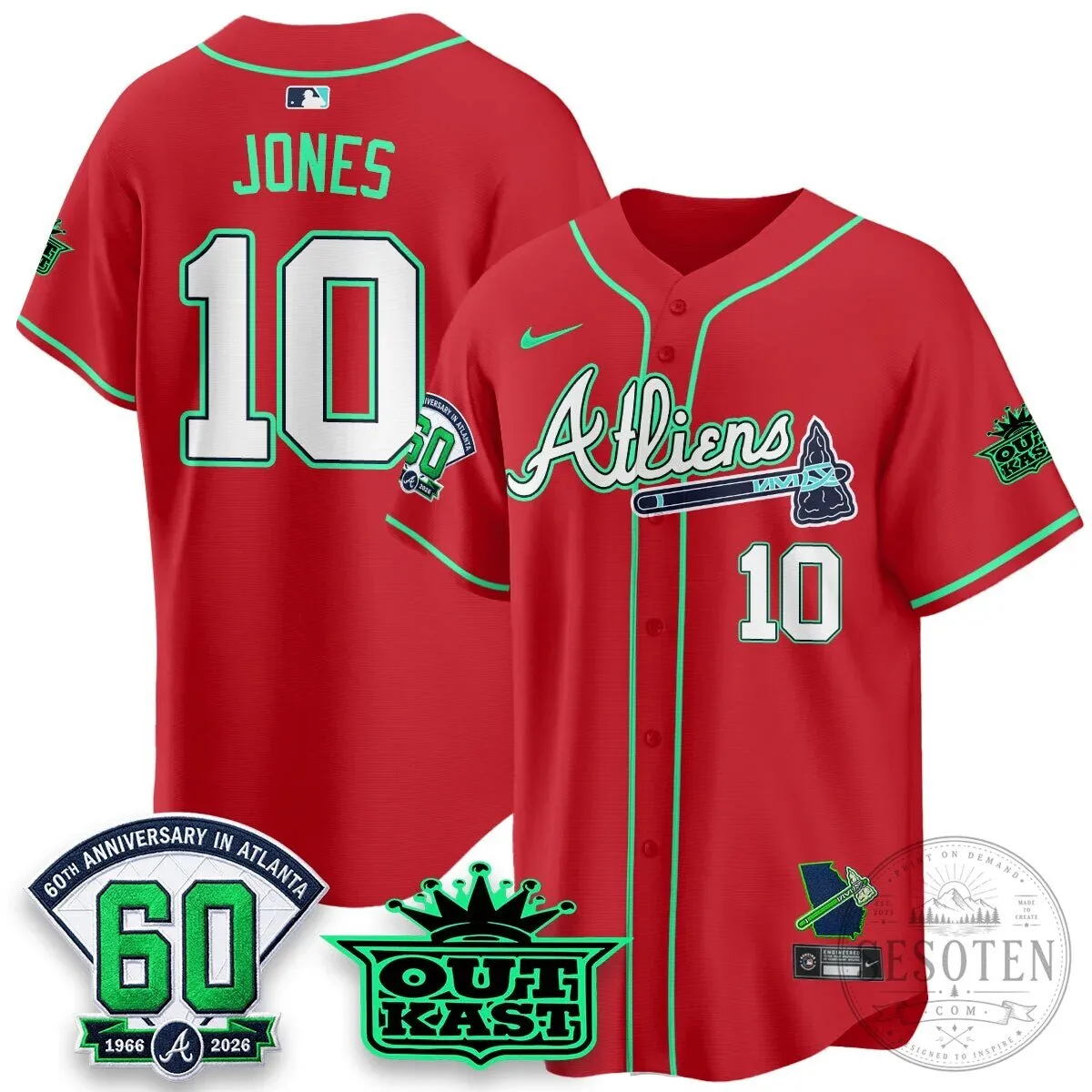 Atlanta Braves Aaron 44 Outkast 60th Anniversary Baseball Jersey 99 Atlanta Braves Aaron 44 Outkast 60th Anniversary Baseball Jersey