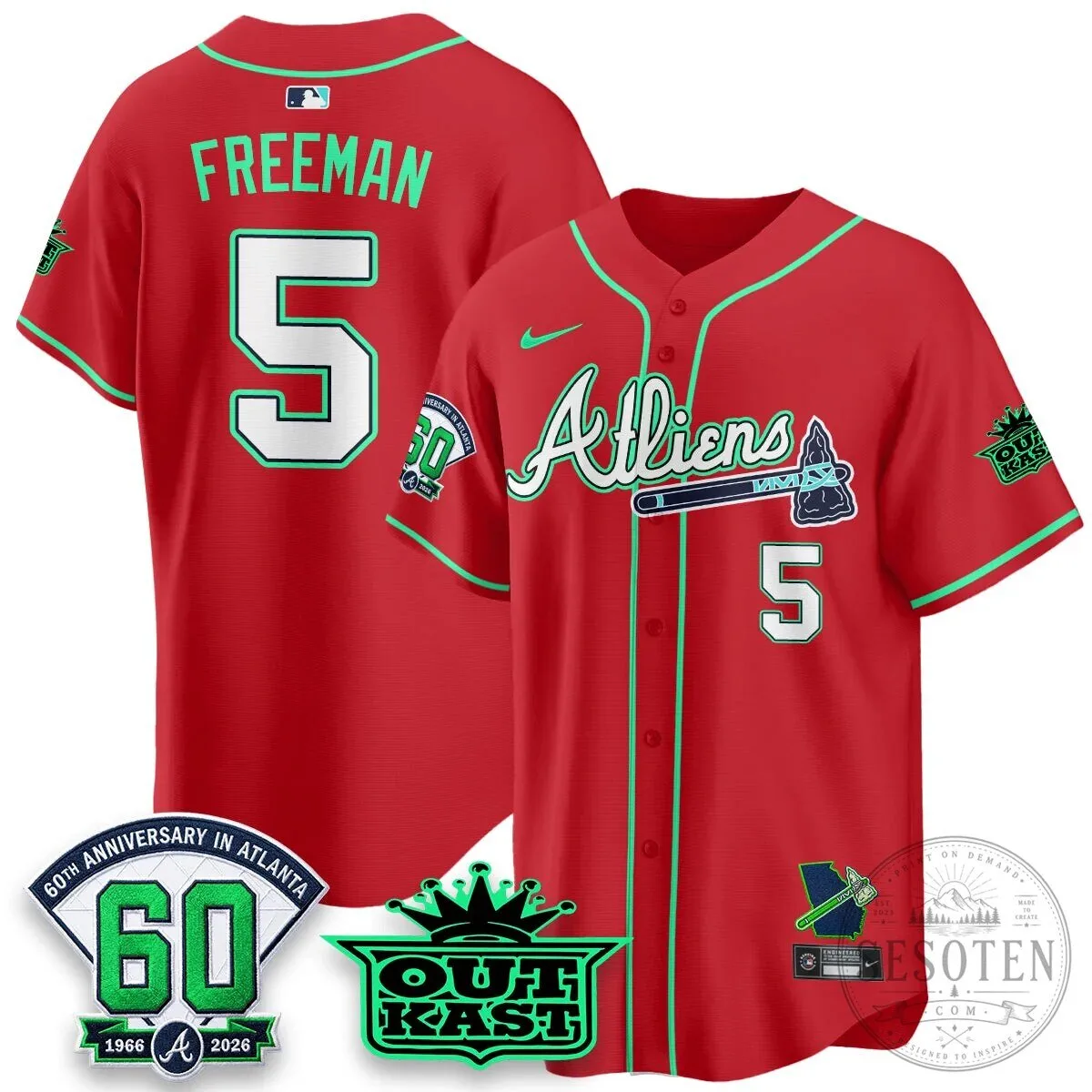 Atlanta Braves Aaron 44 Outkast 60th Anniversary Baseball Jersey 100 Atlanta Braves Aaron 44 Outkast 60th Anniversary Baseball Jersey