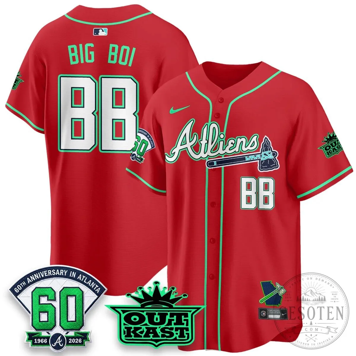 Atlanta Braves Aaron 44 Outkast 60th Anniversary Baseball Jersey 101 Atlanta Braves Aaron 44 Outkast 60th Anniversary Baseball Jersey