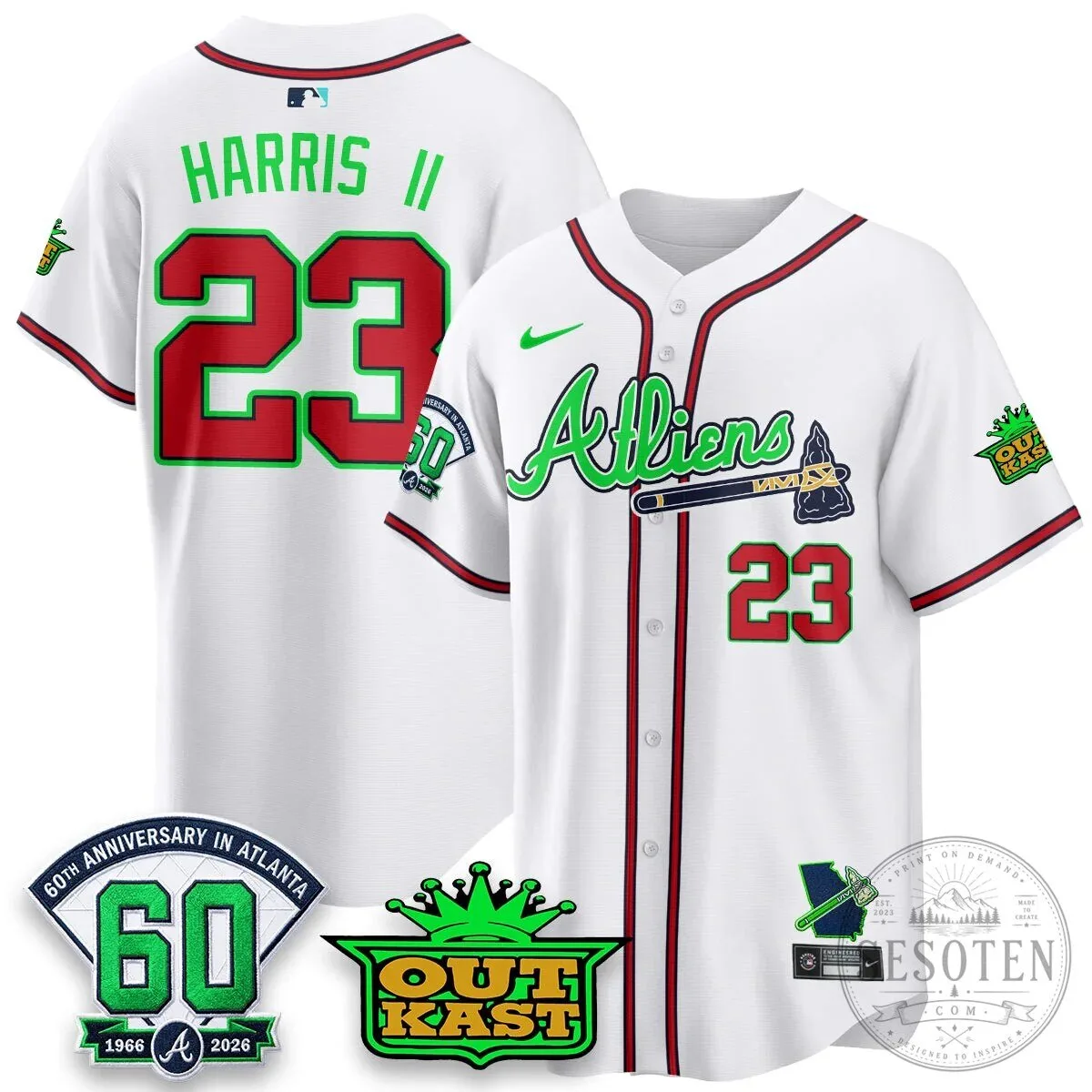 Atlanta Braves Aaron 44 Outkast 60th Anniversary Baseball Jersey 108 Atlanta Braves Aaron 44 Outkast 60th Anniversary Baseball Jersey