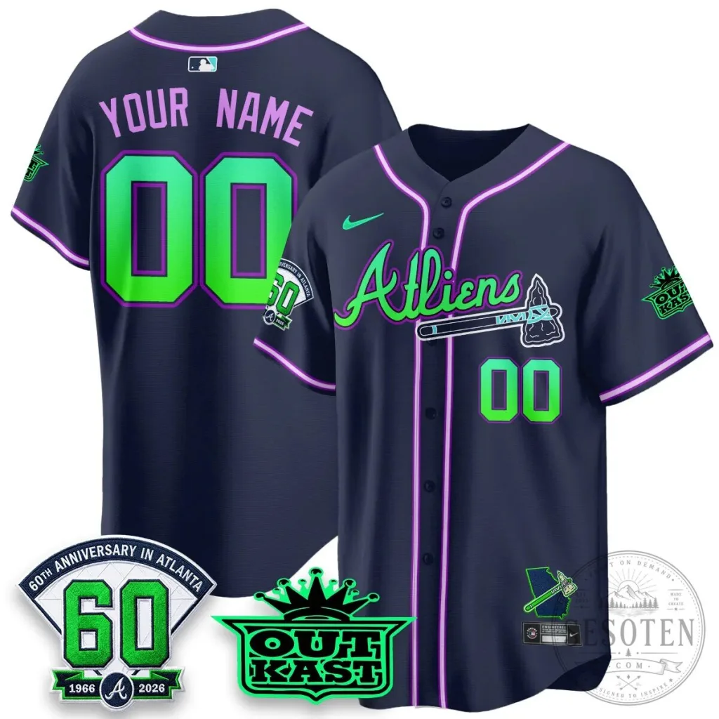 Atlanta Braves Outkast Atliens Baseball Jersey - Custom Name and Number