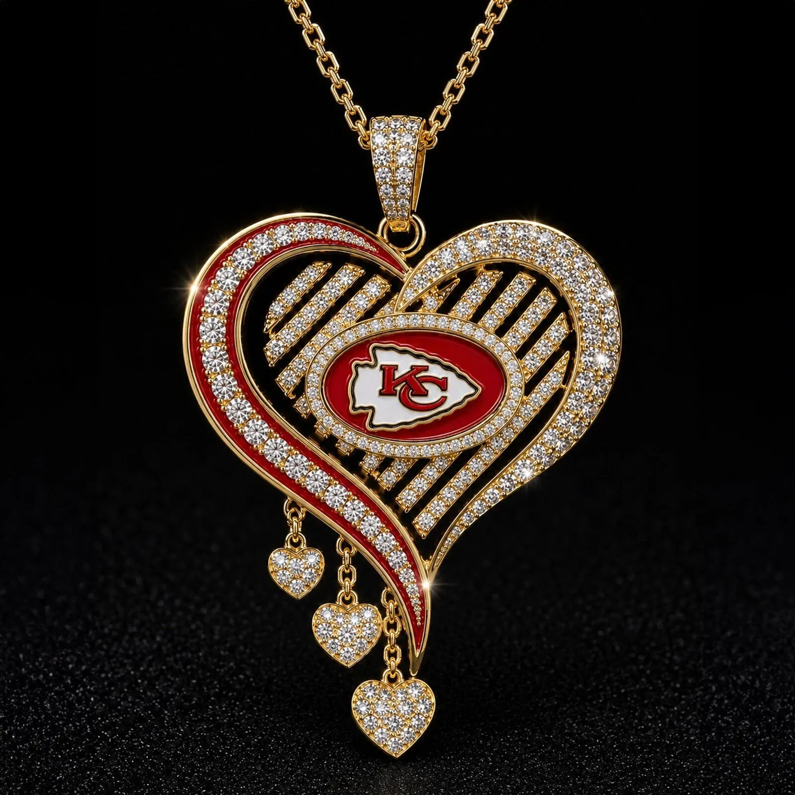 Kansas City Chiefs Heart Pendant Necklace with Diamonds 9 Kansas City Chiefs Heart Pendant Necklace with Diamonds