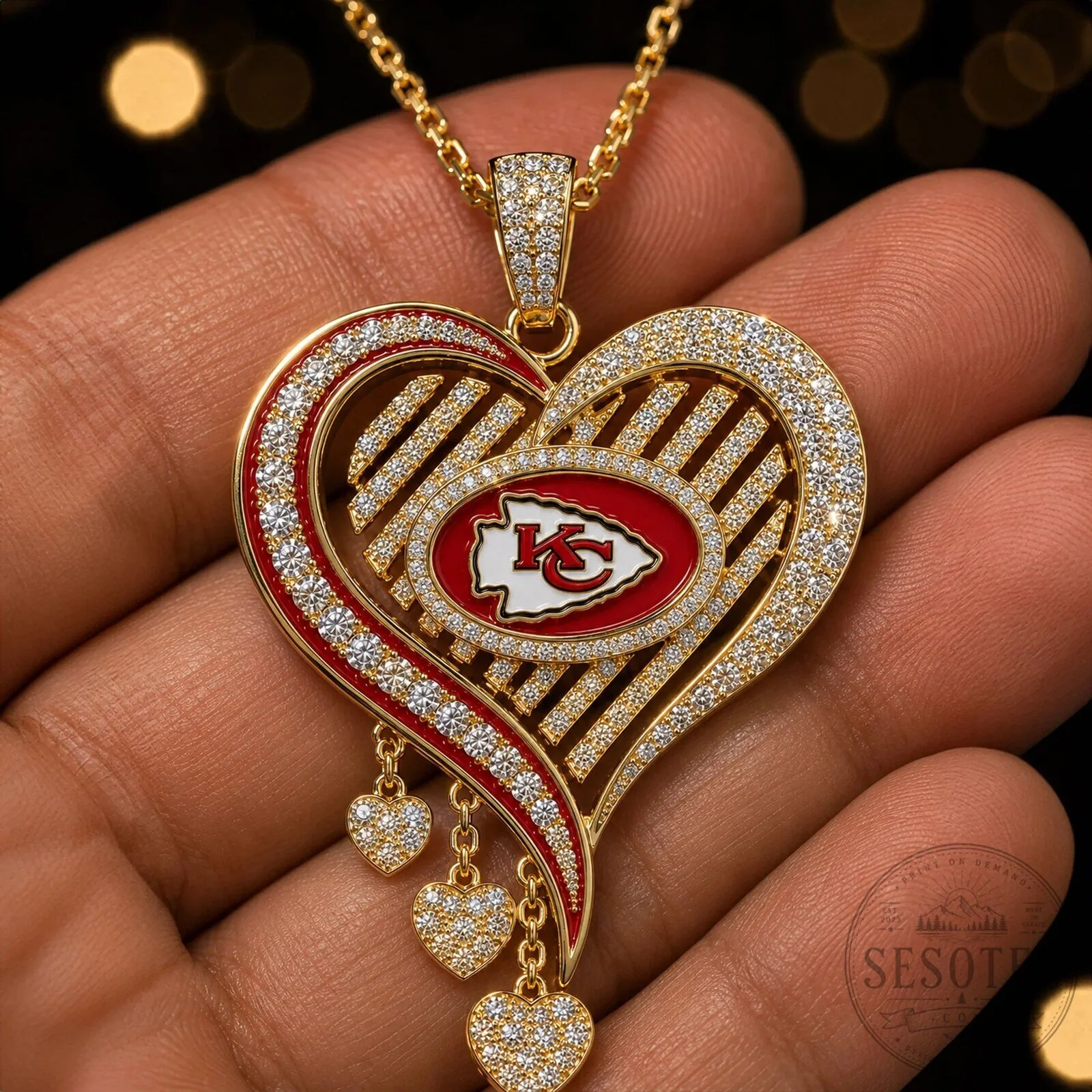 Kansas City Chiefs Heart Pendant Necklace with Diamonds 10 Kansas City Chiefs Heart Pendant Necklace with Diamonds