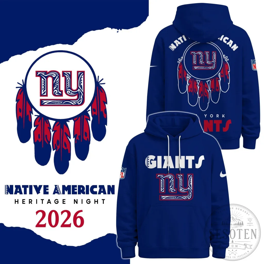 New York Giants Native American Heritage Night Blue Hoodie New York Giants Native American Heritage Night Blue Hoodie