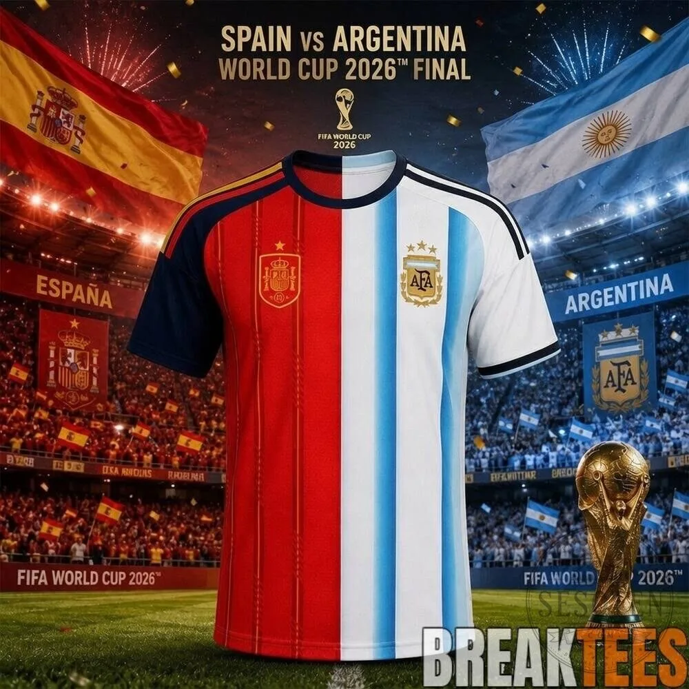 Spain versus Argentina FIFA World Cup 2026 Final Split Soccer Jersey