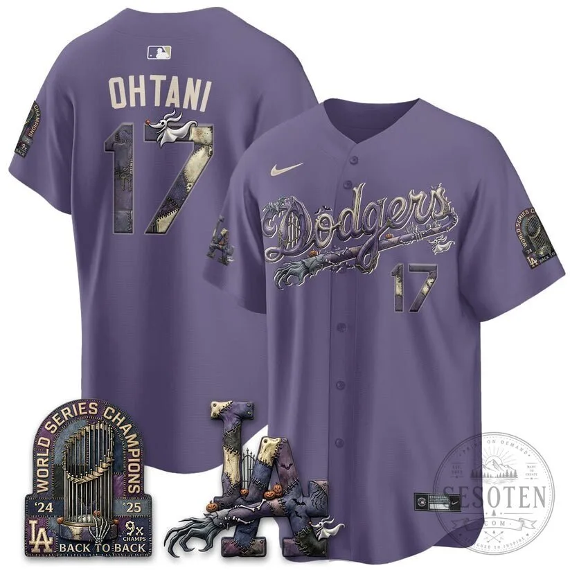 Los Angeles Dodgers Shohei Ohtani Nightmare Before Christmas Halloween Baseball Jersey 13 Los Angeles Dodgers Shohei Ohtani Nightmare Before Christmas Halloween Baseball Jersey