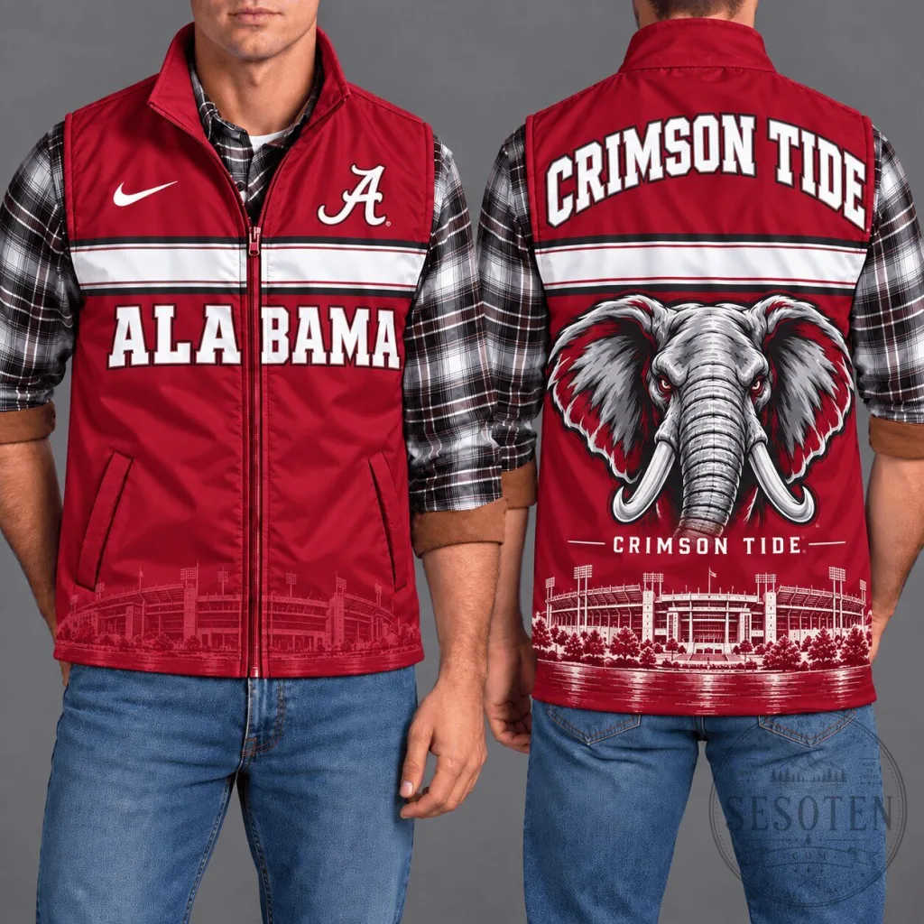 Alabama Crimson Tide Elephant Mascot NCAA Football Team Vest Alabama Crimson Tide Elephant Mascot NCAA Football Team Vest