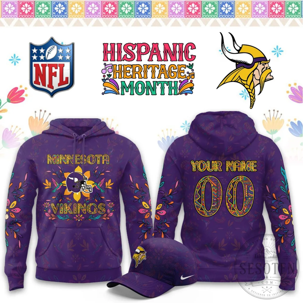 Minnesota Vikings Hispanic Heritage Month Custom Hoodie Minnesota Vikings Hispanic Heritage Month Custom Hoodie