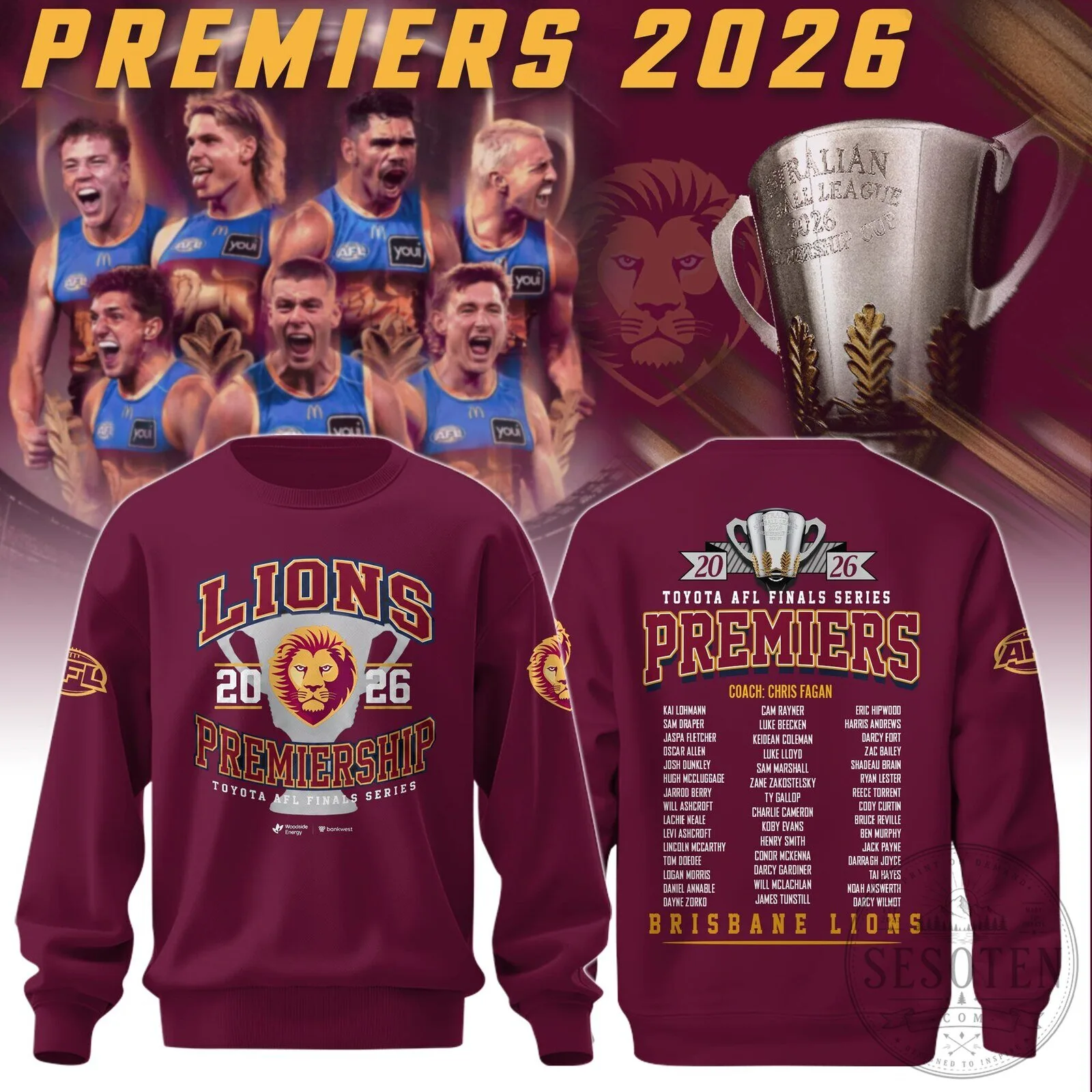 Brisbane Lions AFL 2026 Premiership Toyota Finals Series Sweatshirt
