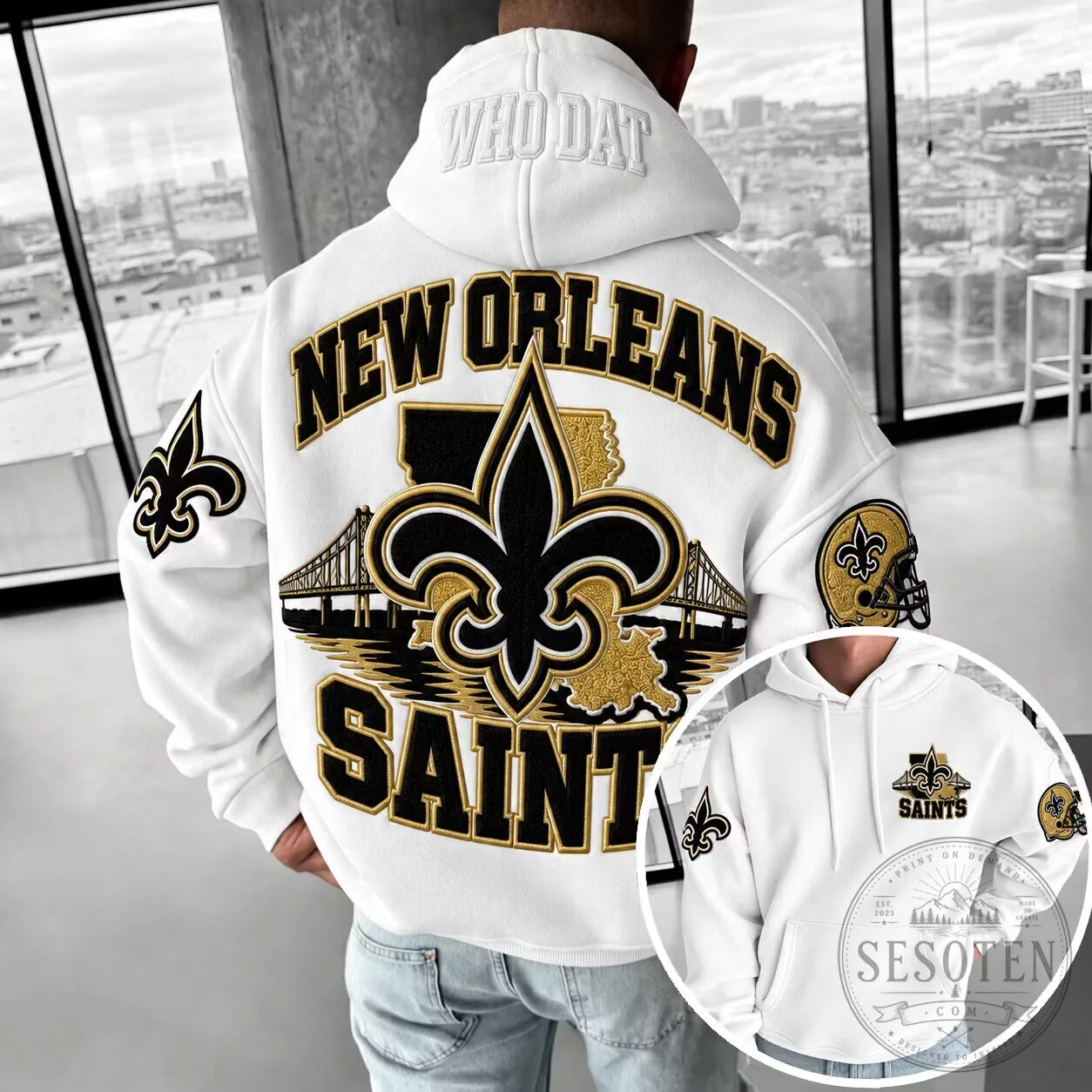 New Orleans Saints Football Team Black Gold Fleur de Lis Logo Hoodie 1 New Orleans Saints Football Team Black Gold Fleur de Lis Logo Hoodie