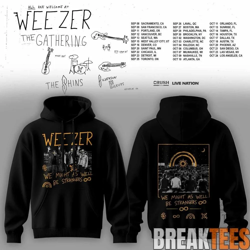 Weezer The Gathering Tour 2024 Concert Dates Black Pullover Hoodie 7 Weezer The Gathering Tour 2024 Concert Dates Black Pullover Hoodie