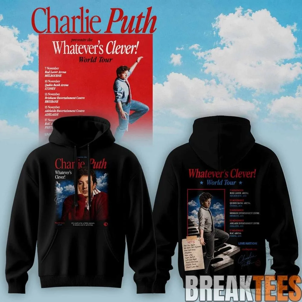 Charlie Puth Whatever's Clever World Tour Concert Dates Black Hoodie