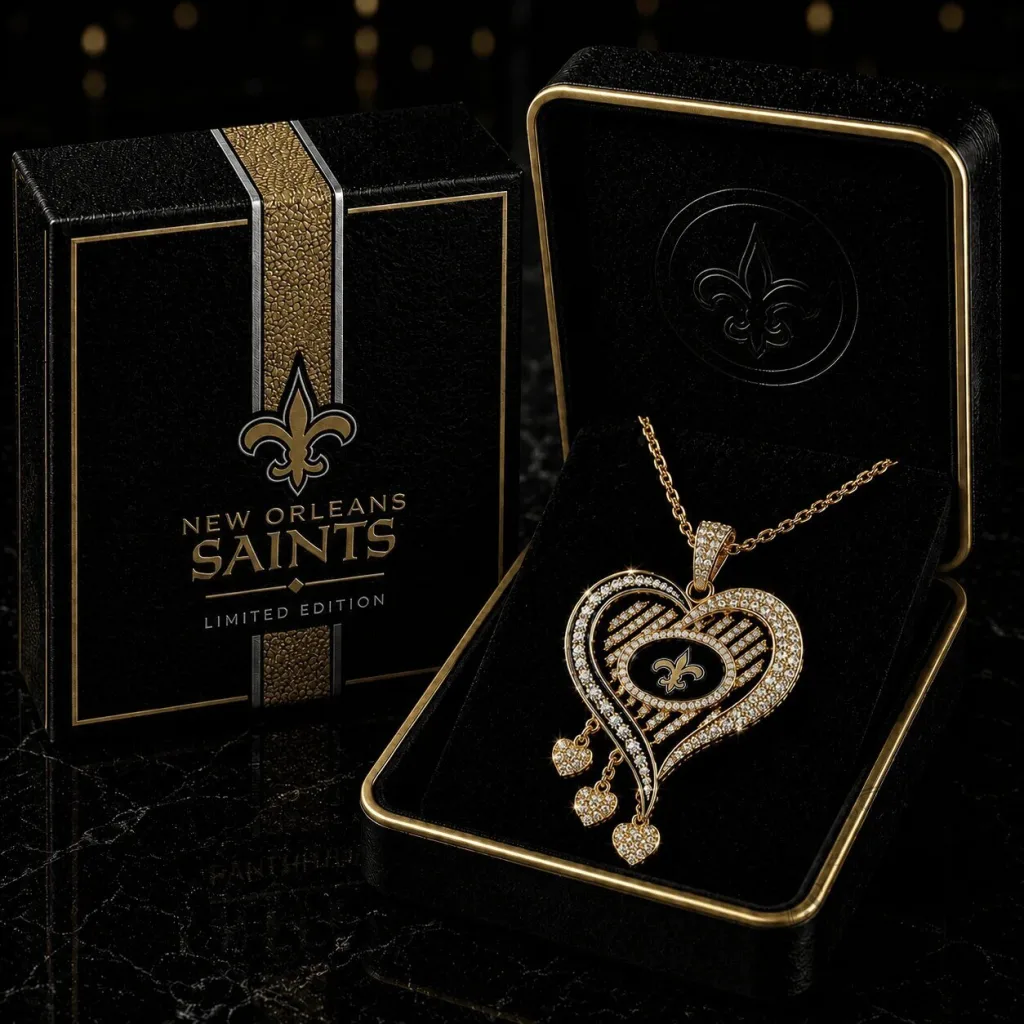 New Orleans Saints Heart Shaped Diamond Pendant Necklace New Orleans Saints Heart Shaped Diamond Pendant Necklace