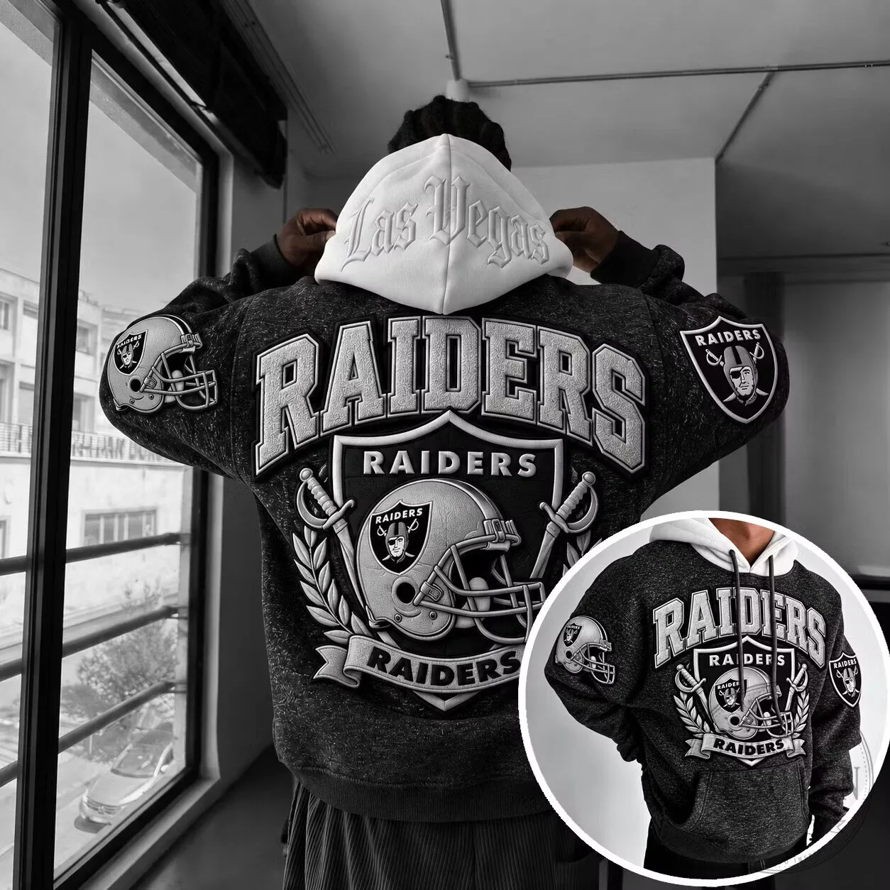 Las Vegas Raiders American Football Team Logo Black Hoodie