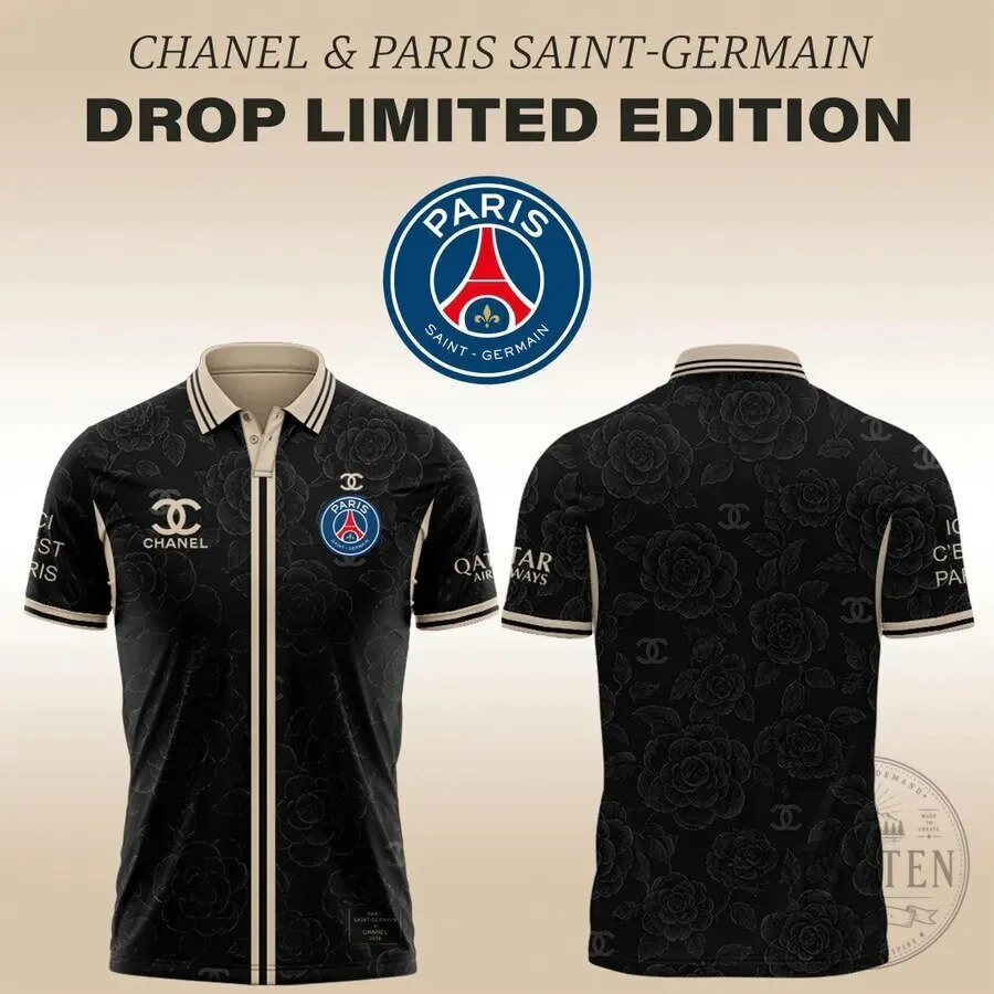 Paris Saint-Germain Chanel Limited Edition Black Floral Pattern Football Jersey