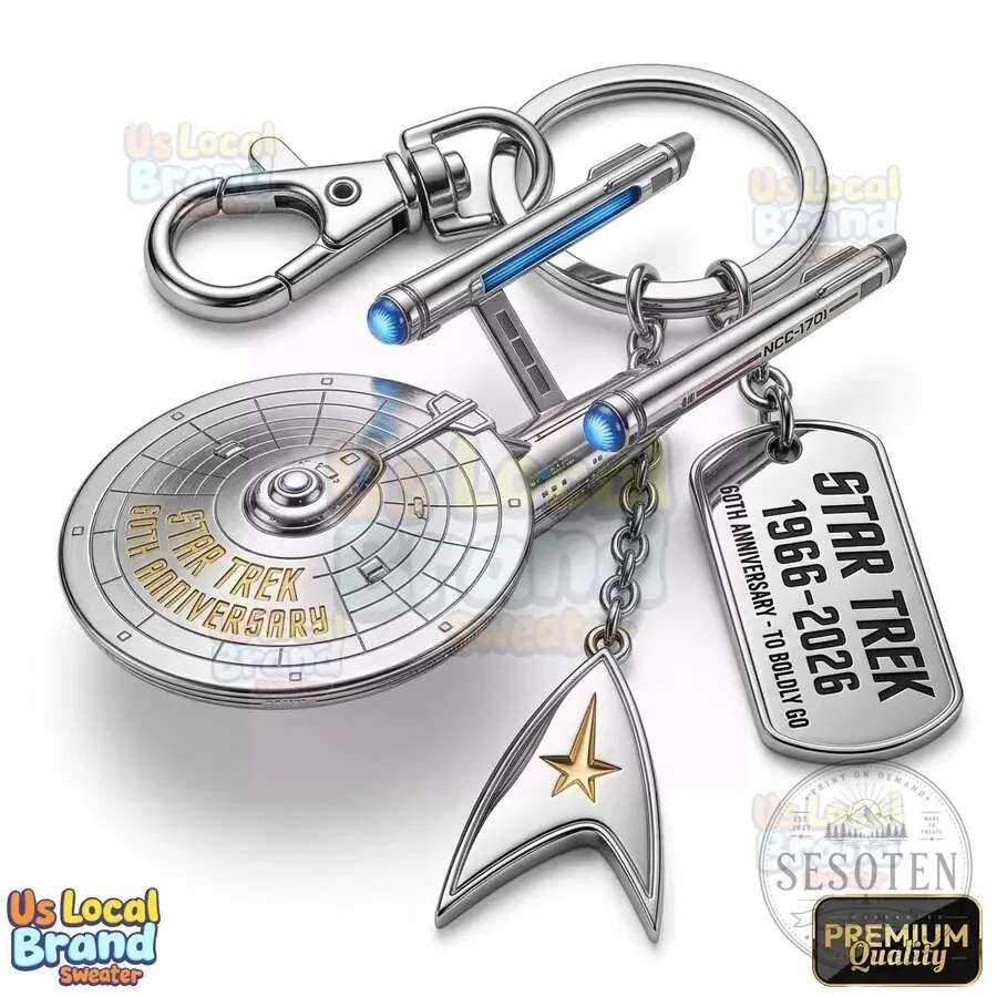 Star Trek 60th Anniversary NCC-1701 Enterprise Spaceship Keychain 2 Star Trek 60th Anniversary NCC-1701 Enterprise Spaceship Keychain