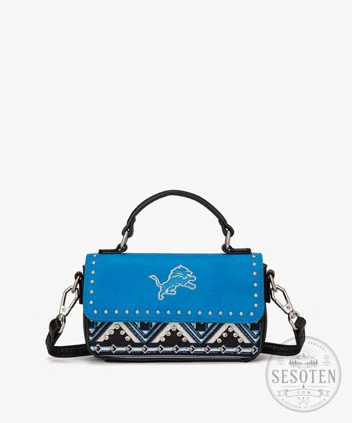 Detroit Lions Embroidered Crossbody Bag with Aztec Pattern