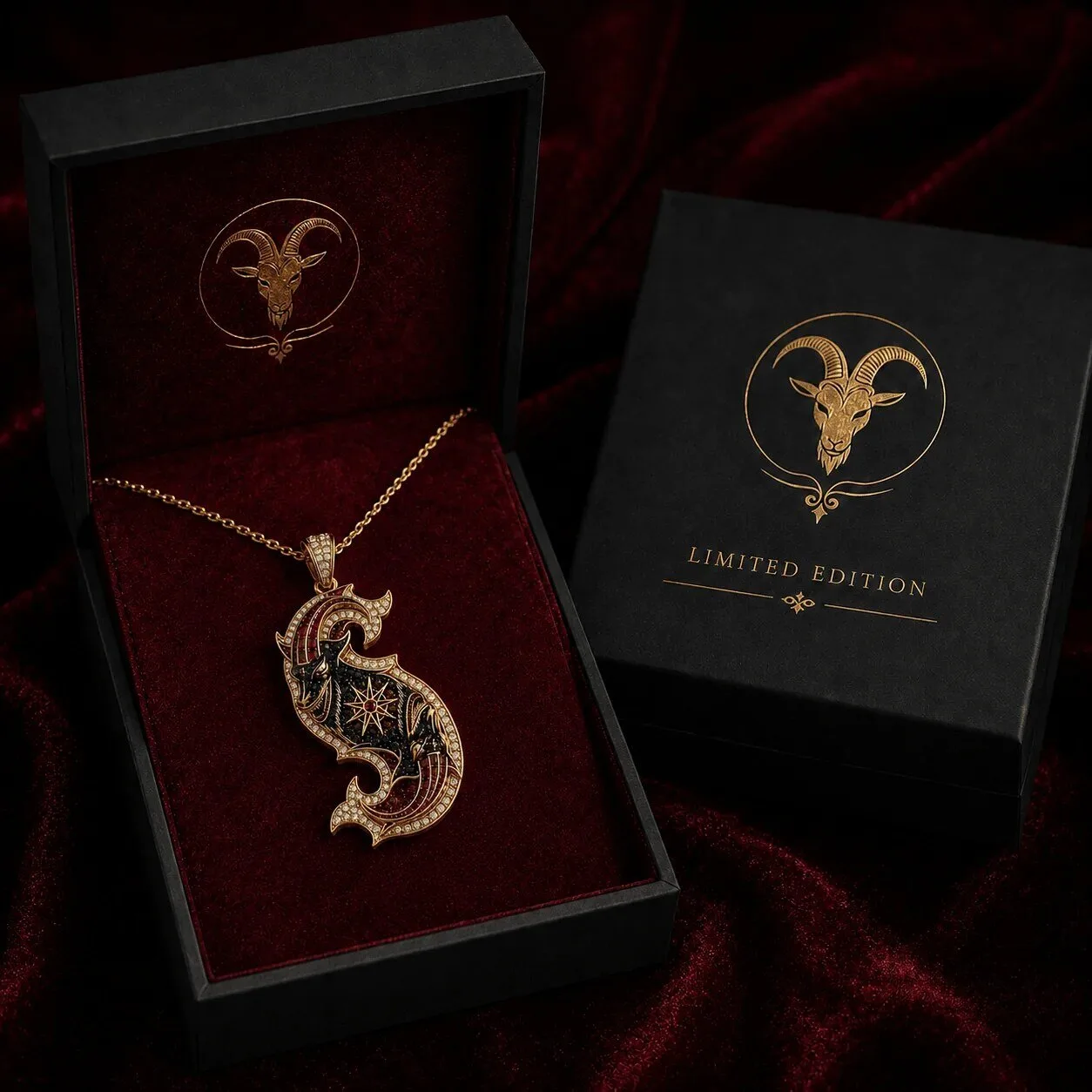 Elegant Gold Chain Necklace with Diamond Studded Baroque Pendant