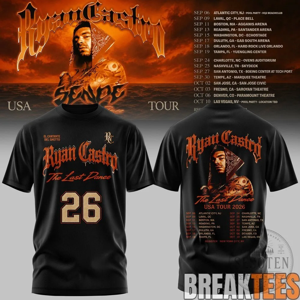 Ryan Castro The Last Dance USA Tour 2026 Concert Dates Black T-Shirt 8 Ryan Castro The Last Dance USA Tour 2026 Concert Dates Black T-Shirt