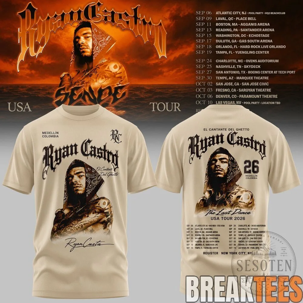 Ryan Castro The Last Dance USA Tour 2026 Concert Dates Black T-Shirt 9 Ryan Castro The Last Dance USA Tour 2026 Concert Dates Black T-Shirt