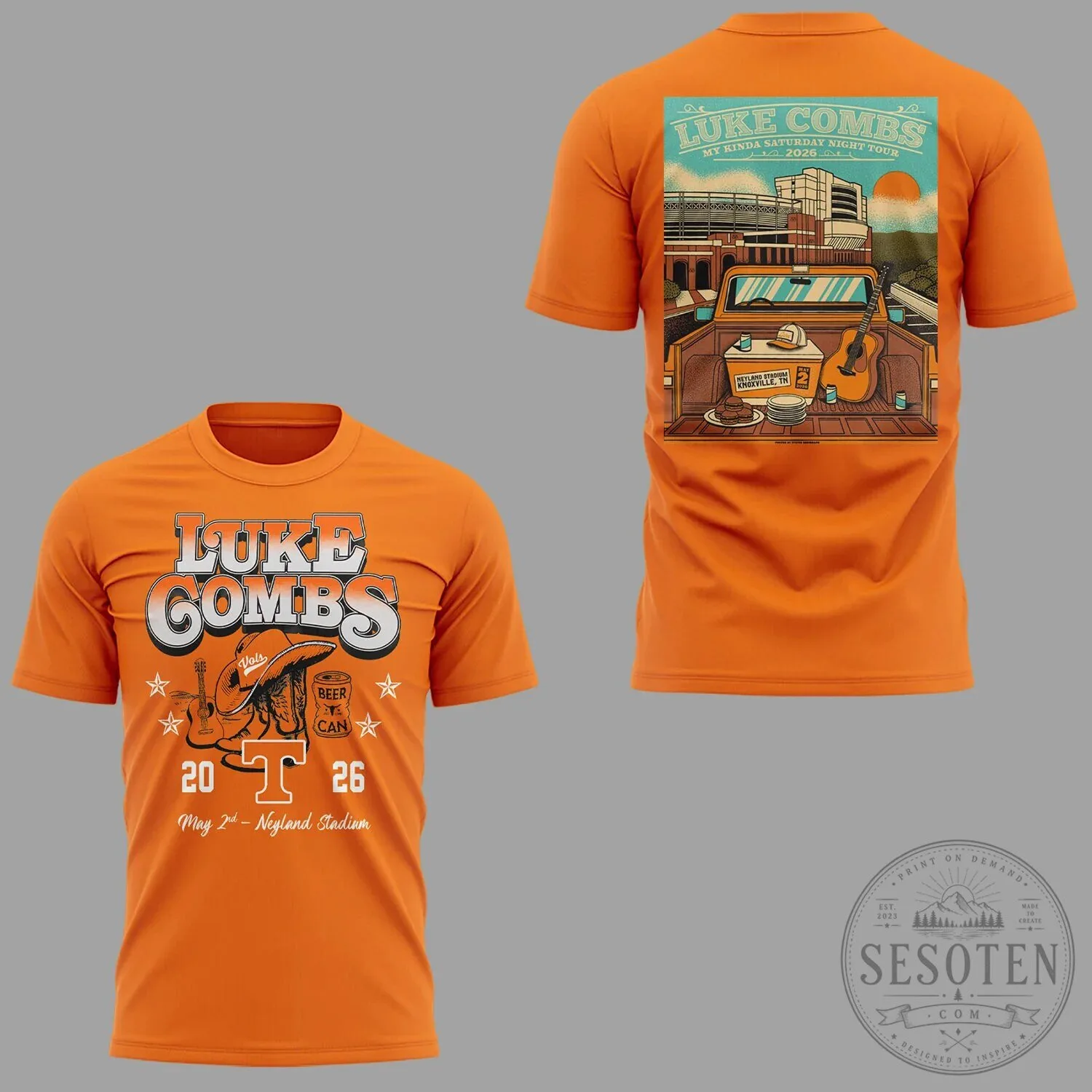 2026 My Kinda Saturday Night Tour T-Shirt at Neyland Stadium featuring Luke Combs
