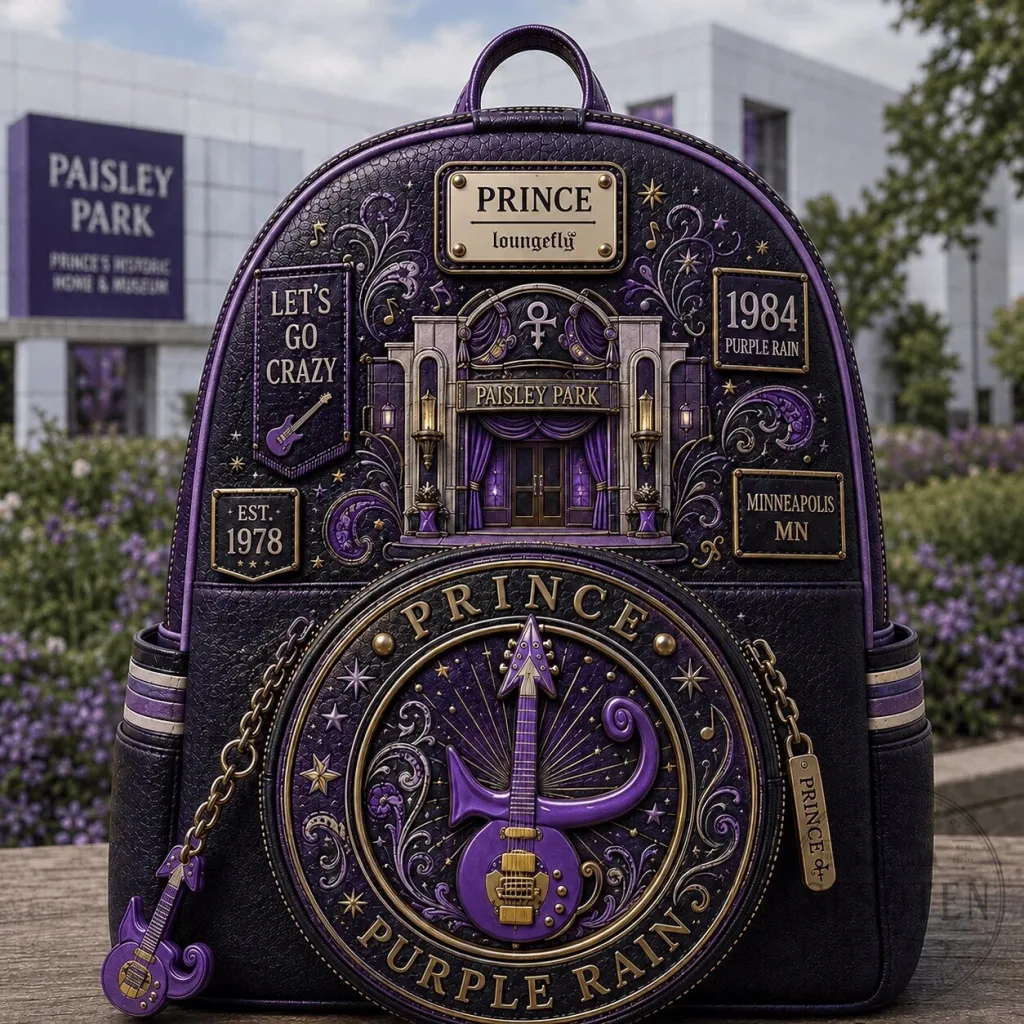 Prince Paisley Park Purple Rain Loungefly Mini Backpack Prince Paisley Park Purple Rain Loungefly Mini Backpack