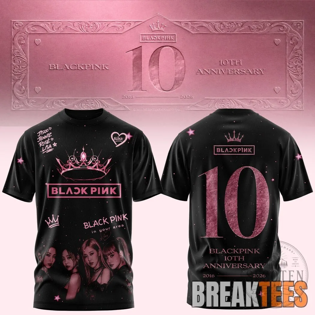 Blackpink 10th Anniversary K-Pop Music Band T-Shirt