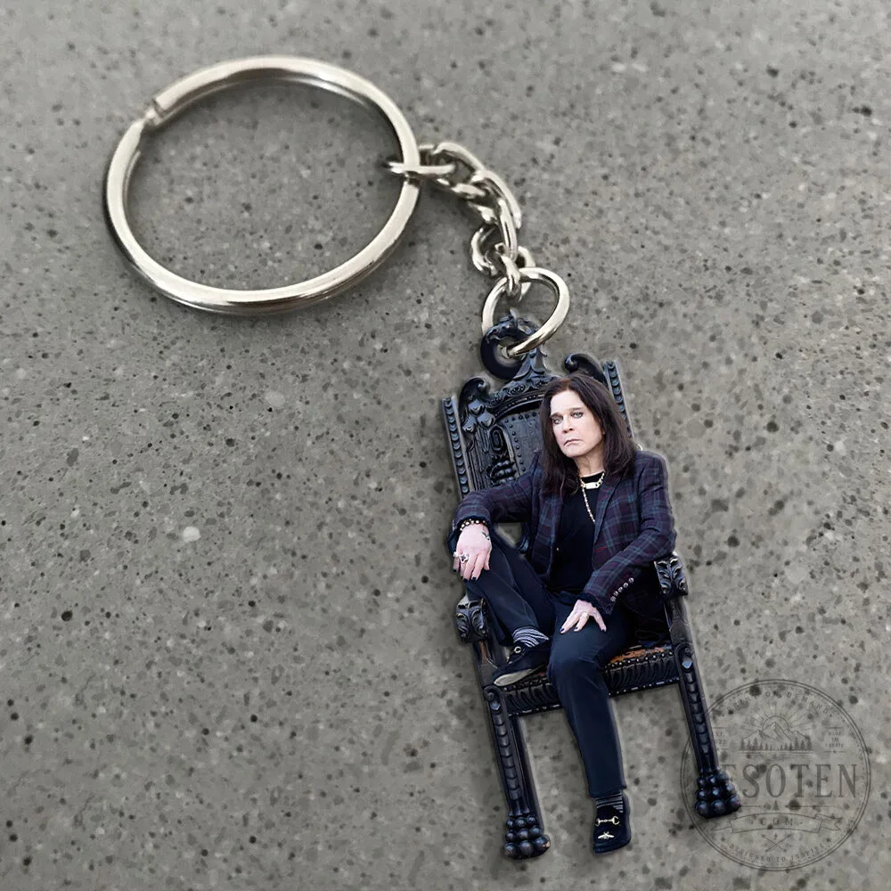 Ozzy Osbourne Sitting on Throne Metal Keychain