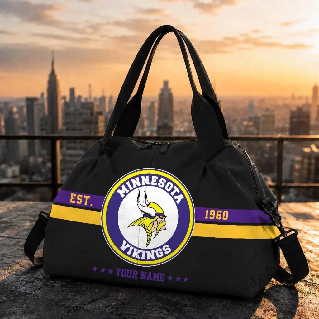 Minnesota Vikings Football Team Logo Personalized Travel Duffle Bag Minnesota Vikings Football Team Logo Personalized Travel Duffle Bag