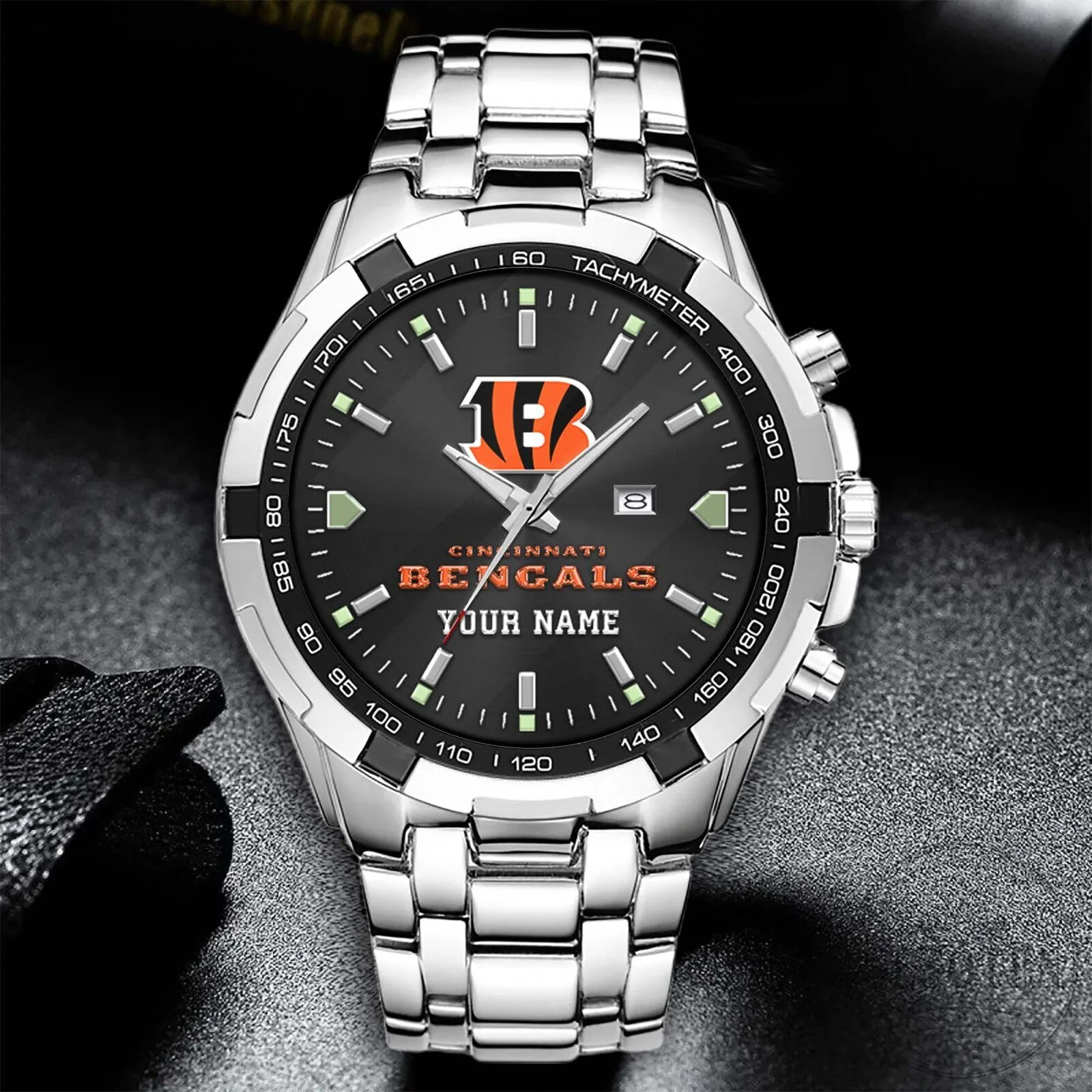Cincinnati Bengals National Football League Team Logo Stainless Steel Watch 11 Cincinnati Bengals National Football League Team Logo Stainless Steel Watch