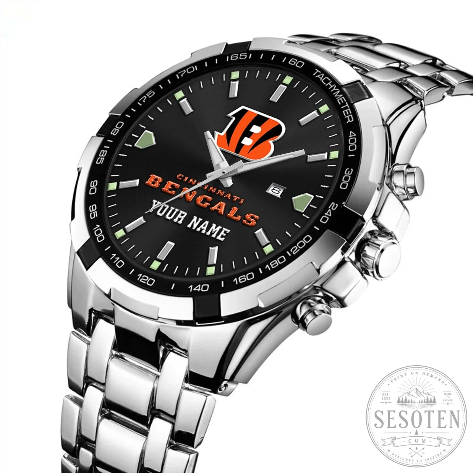 Cincinnati Bengals National Football League Team Logo Stainless Steel Watch 14 Cincinnati Bengals National Football League Team Logo Stainless Steel Watch