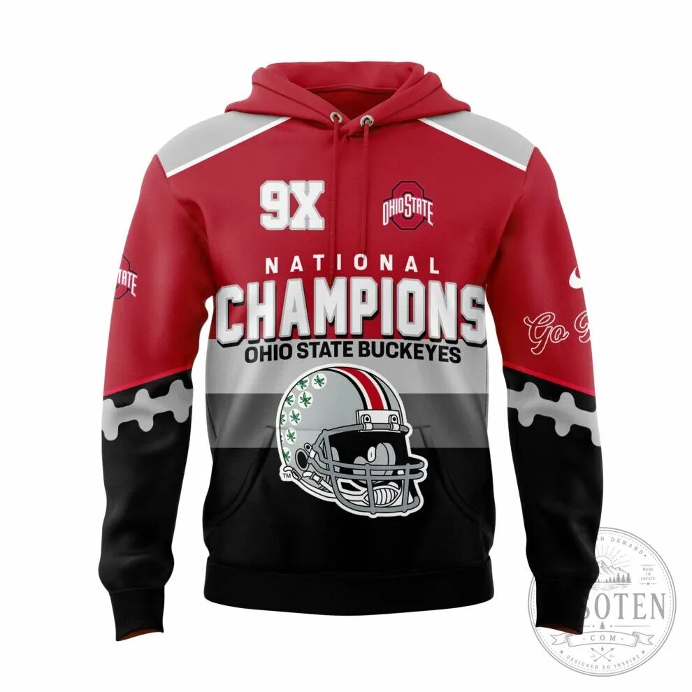 Ohio State Football National Champions 2024 Buckeyes Red Black Hoodie 9 Ohio State Football National Champions 2024 Buckeyes Red Black Hoodie