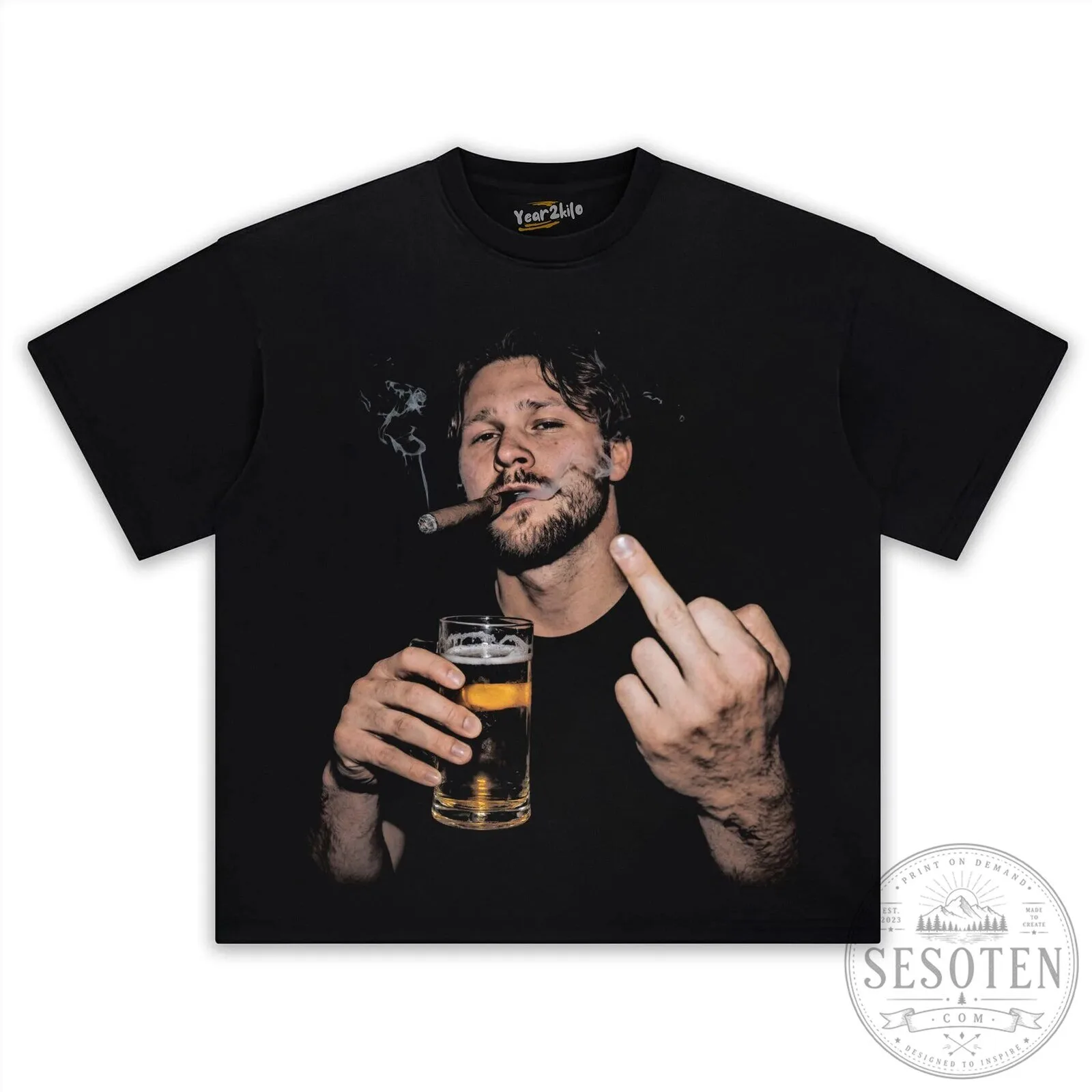 Josh Allen Flipping The Bird Meme Vintage Style T-Shirt 15 Josh Allen Flipping The Bird Meme Vintage Style T-Shirt
