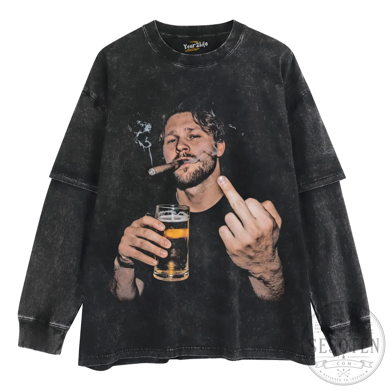 Josh Allen Flipping The Bird Meme Vintage Style T-Shirt 18 Josh Allen Flipping The Bird Meme Vintage Style T-Shirt