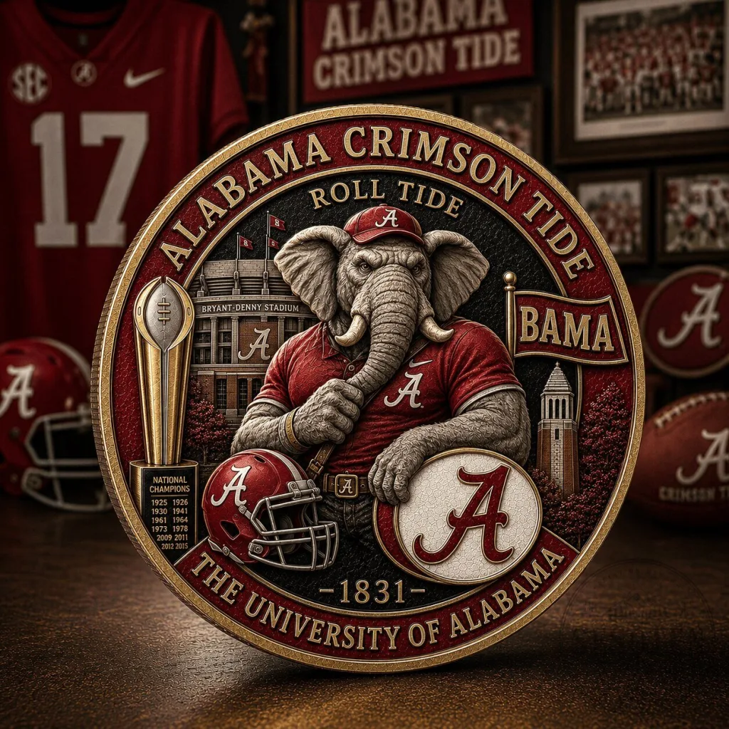 Alabama Crimson Tide University of Alabama Elephant Mascot Commemorative Coin Alabama Crimson Tide University of Alabama Elephant Mascot Commemorative Coin