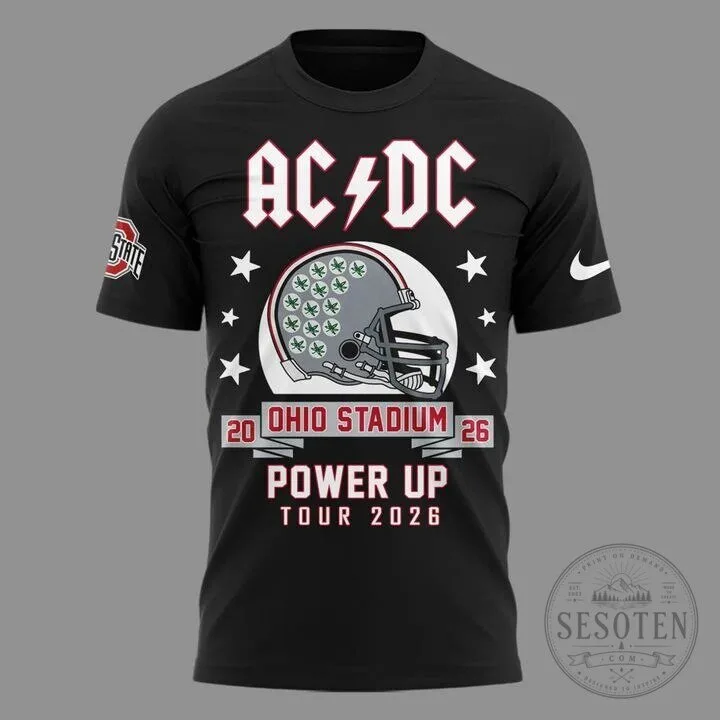 Black T-Shirt Featuring Ohio State Football for the 2026 AC/DC Power Up Tour 10 Black T-Shirt Featuring Ohio State Football for the 2026 AC/DC Power Up Tour