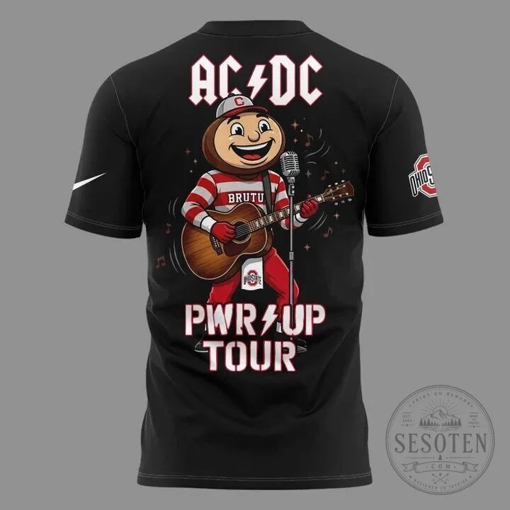 Black T-Shirt Featuring Ohio State Football for the 2026 AC/DC Power Up Tour 11 Black T-Shirt Featuring Ohio State Football for the 2026 AC/DC Power Up Tour
