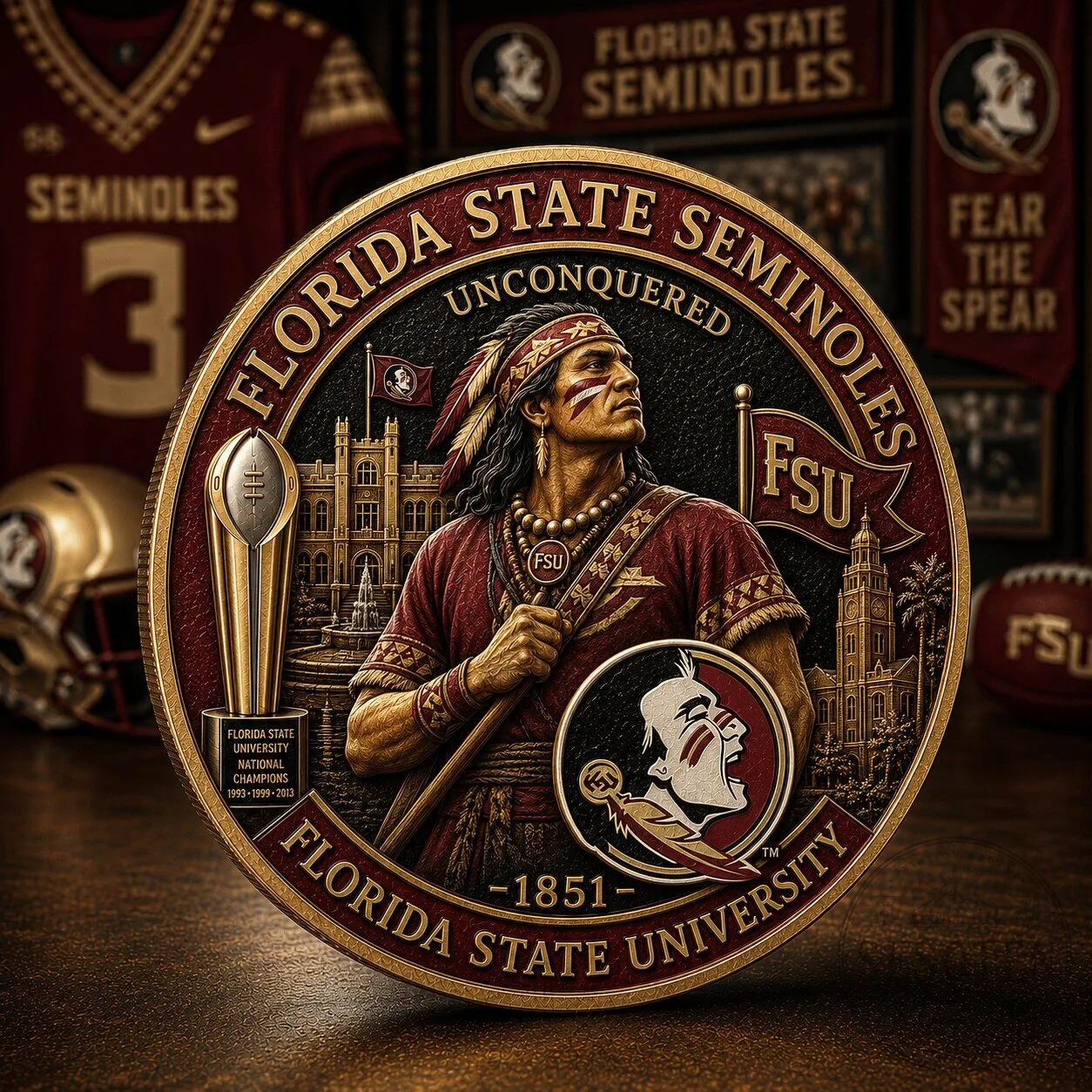 Florida State Seminoles Unconquered Fear The Spear Commemorative Coin