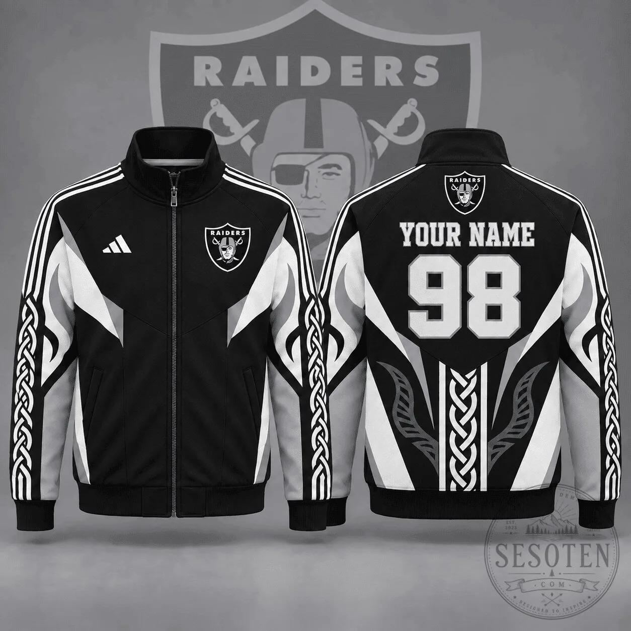 Las Vegas Raiders Personalized Tribal Zip Up Jacket