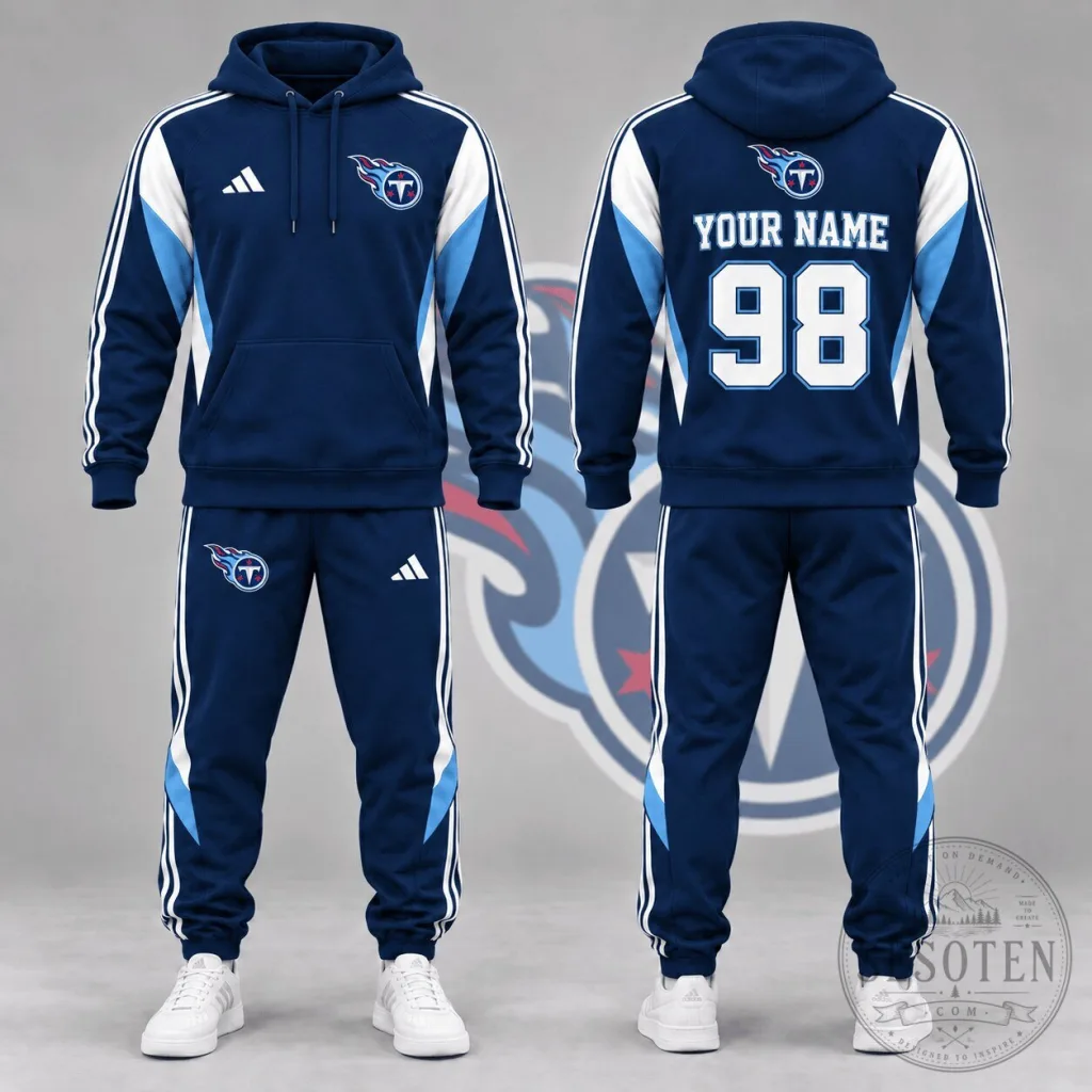 Tennessee Titans Personalized Navy Blue Hoodie and Jogger Pants Set Tennessee Titans Personalized Navy Blue Hoodie and Jogger Pants Set