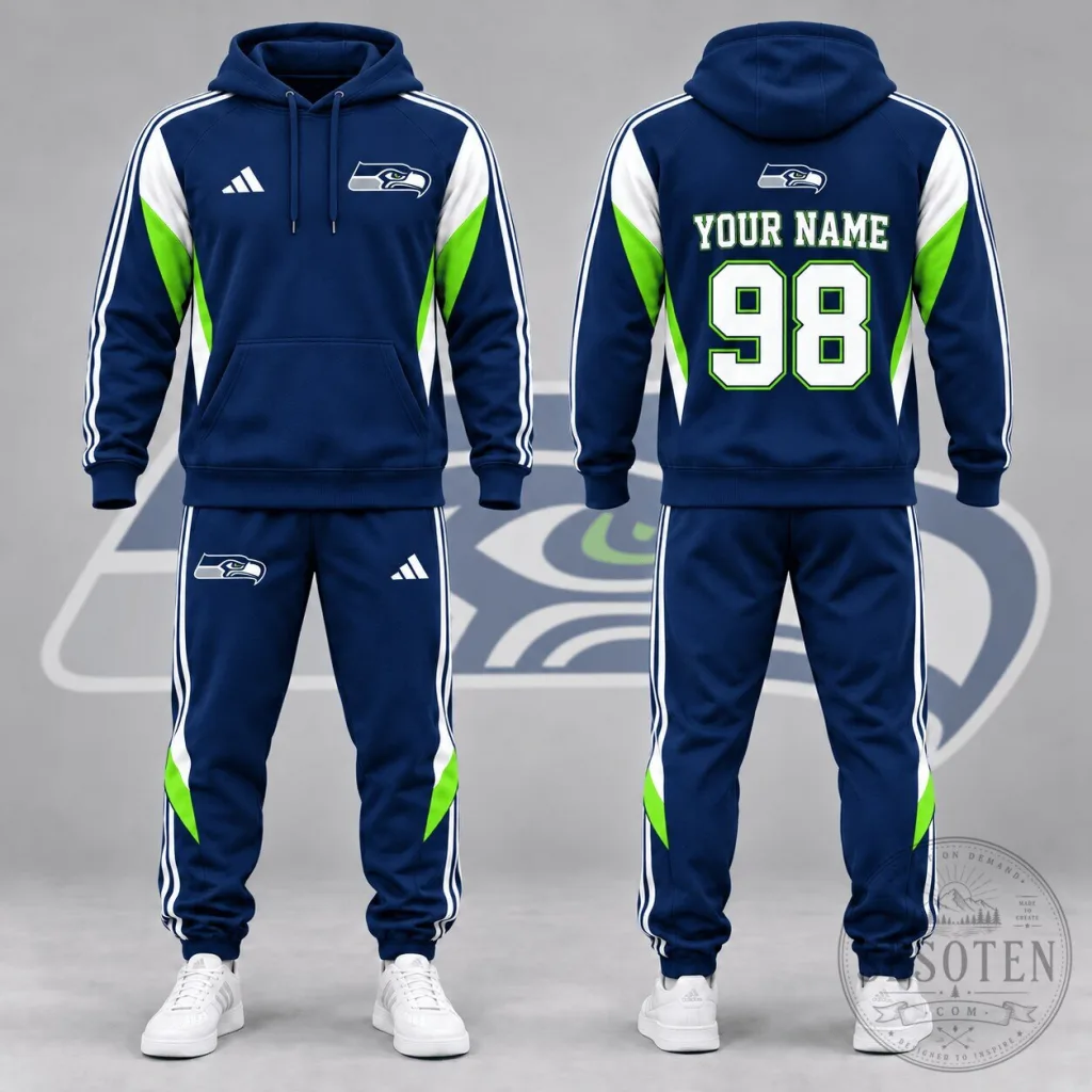 Seattle Seahawks Personalized Team Hoodie and Jogger Pants Set Seattle Seahawks Personalized Team Hoodie and Jogger Pants Set