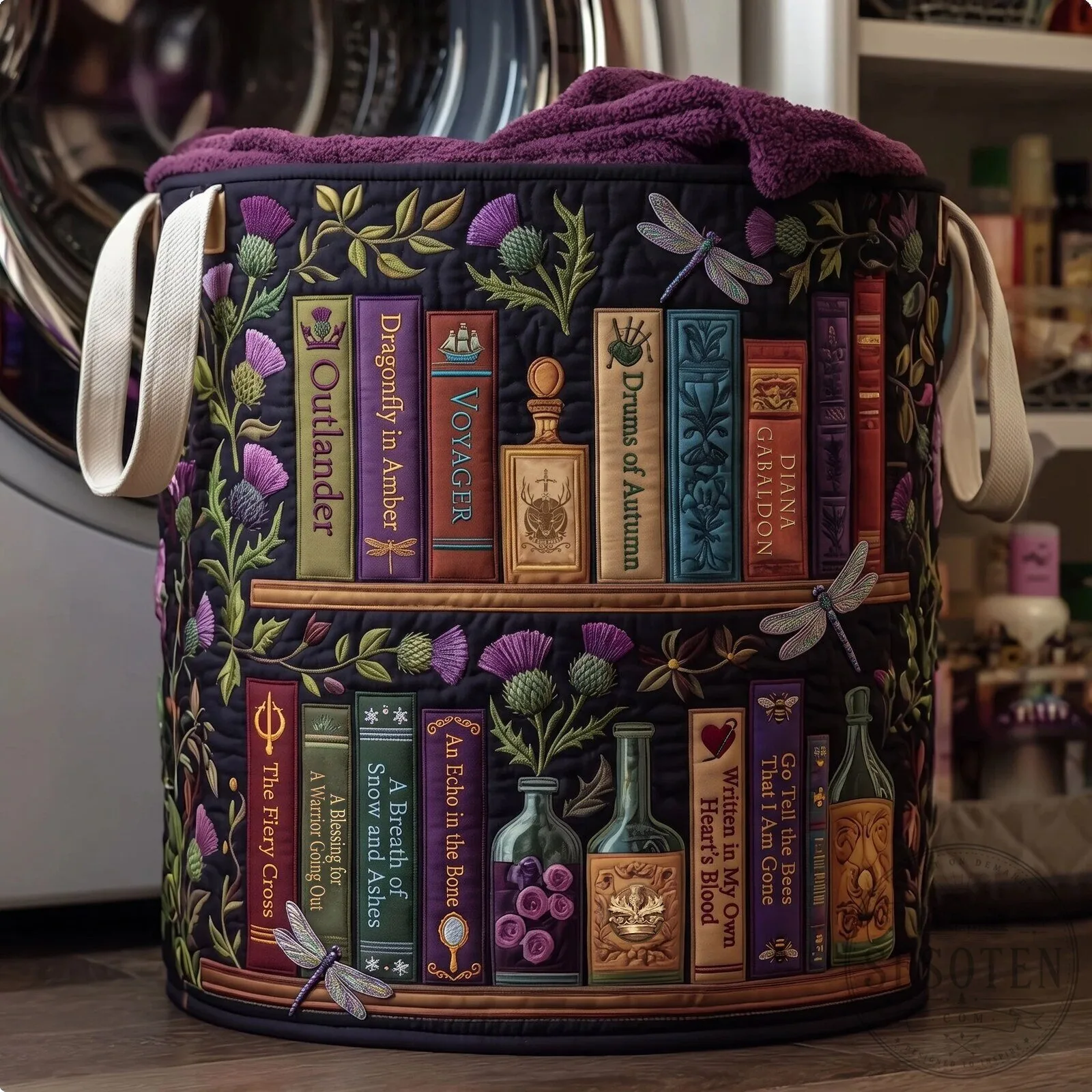 Outlander Book Shelf Historical Fiction Quilted Laundry Basket 9 Outlander Book Shelf Historical Fiction Quilted Laundry Basket