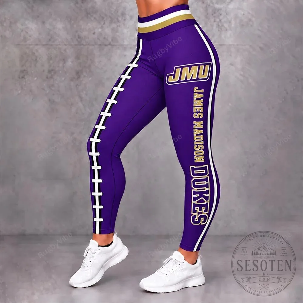 James Madison Dukes Purple Football Team Striped Women's Leggings