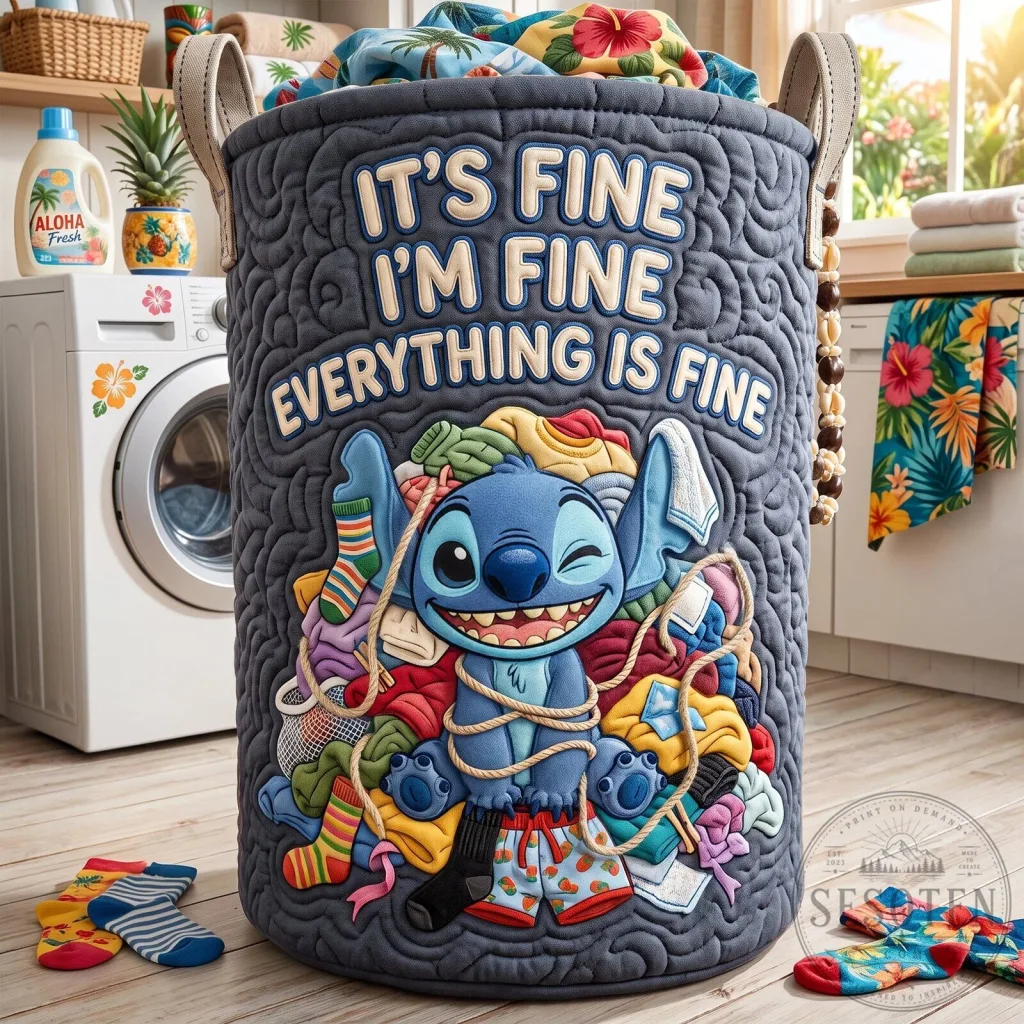 Disney Lilo and Stitch It's Fine I'm Fine Everything Is Fine Laundry Basket Disney Lilo and Stitch It's Fine I'm Fine Everything Is Fine Laundry Basket