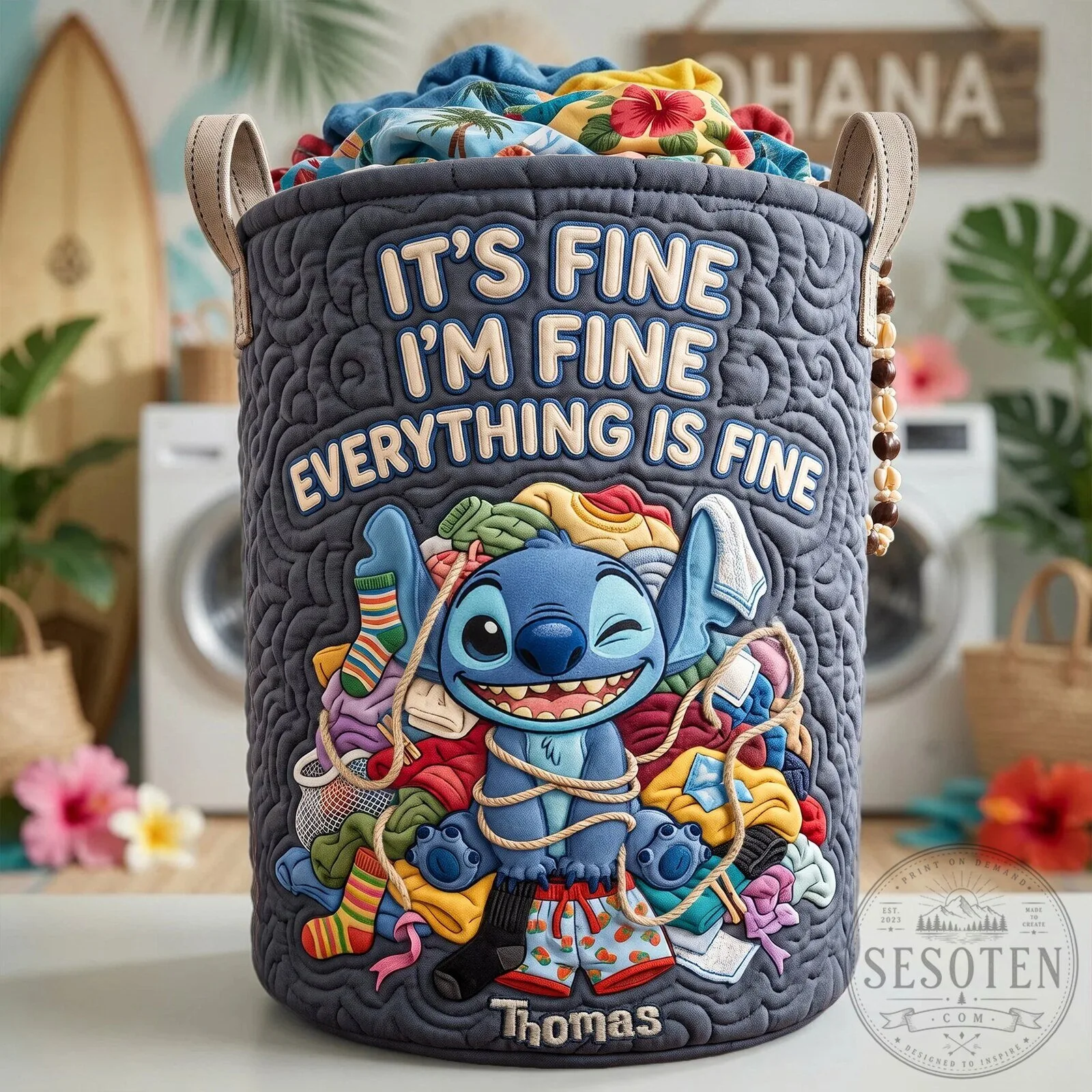 Disney Lilo and Stitch It's Fine I'm Fine Everything Is Fine Laundry Basket 9 Disney Lilo and Stitch It