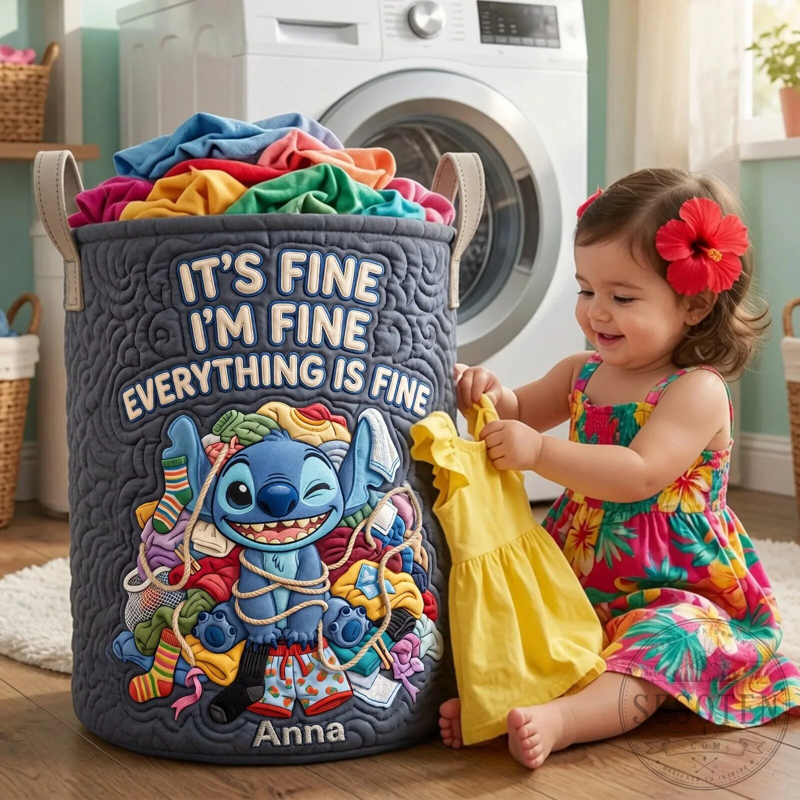 Disney Lilo and Stitch It's Fine I'm Fine Everything Is Fine Laundry Basket 10 Disney Lilo and Stitch It